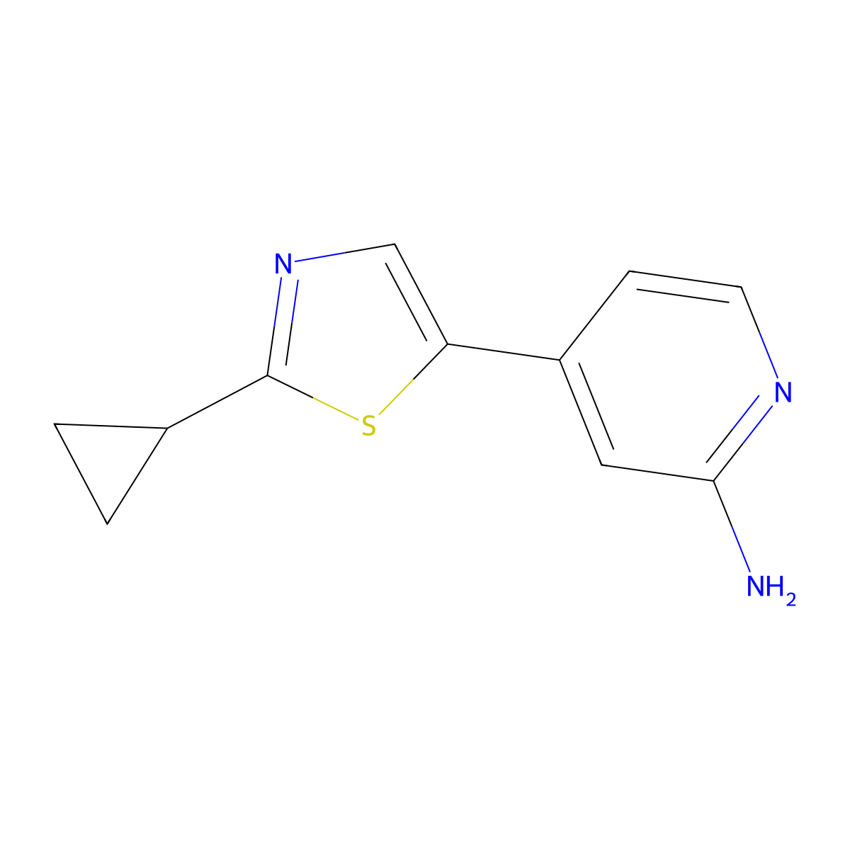 4-(2-Cyclopropyl-5-thiazolyl)-2-pyridinamine molecular structure, CAS 1996989-85-5