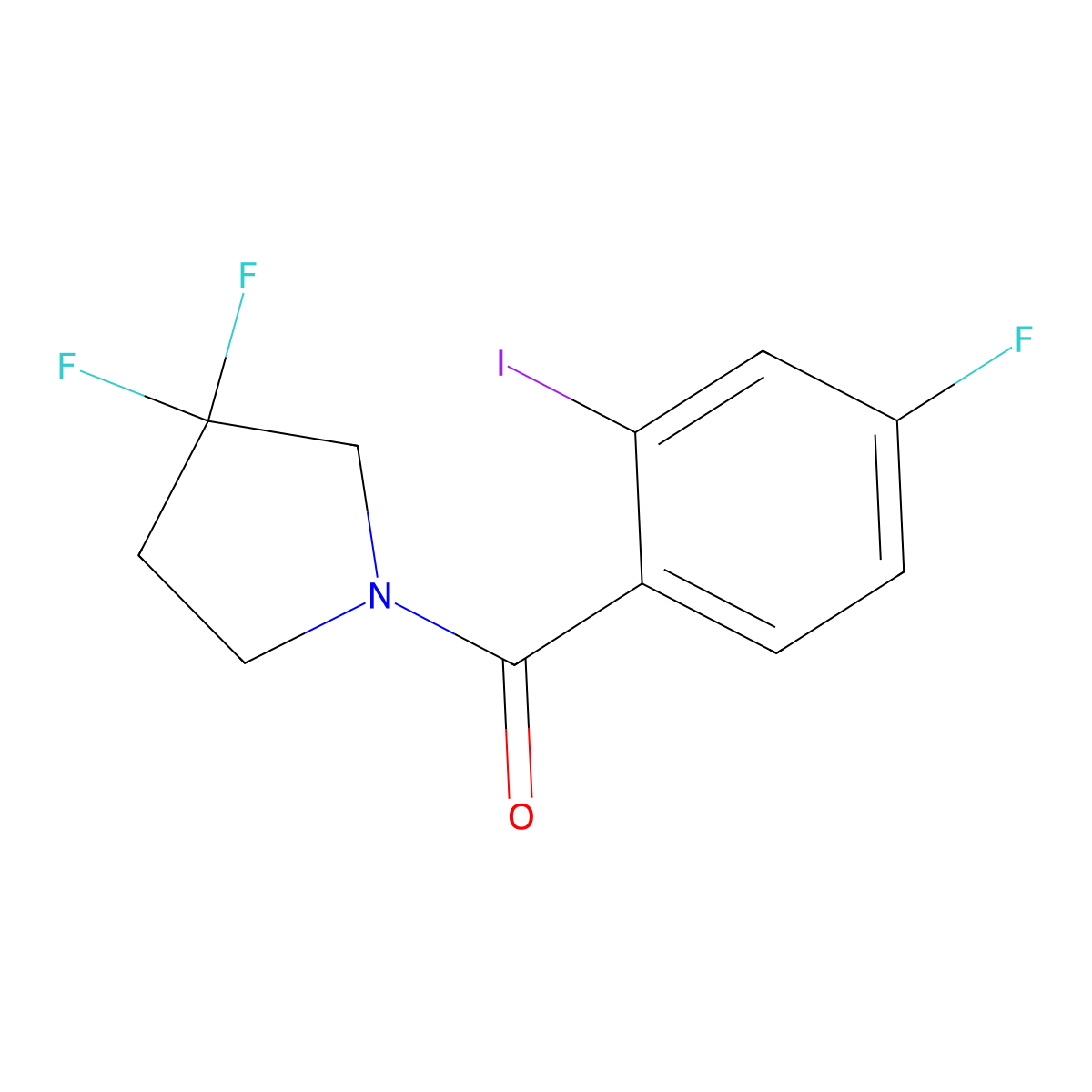 (3,3-Difluoropyrrolidin-1-yl)(4-fluoro-2-iodophenyl)methanone molecular structure, CAS 1996994-01-4