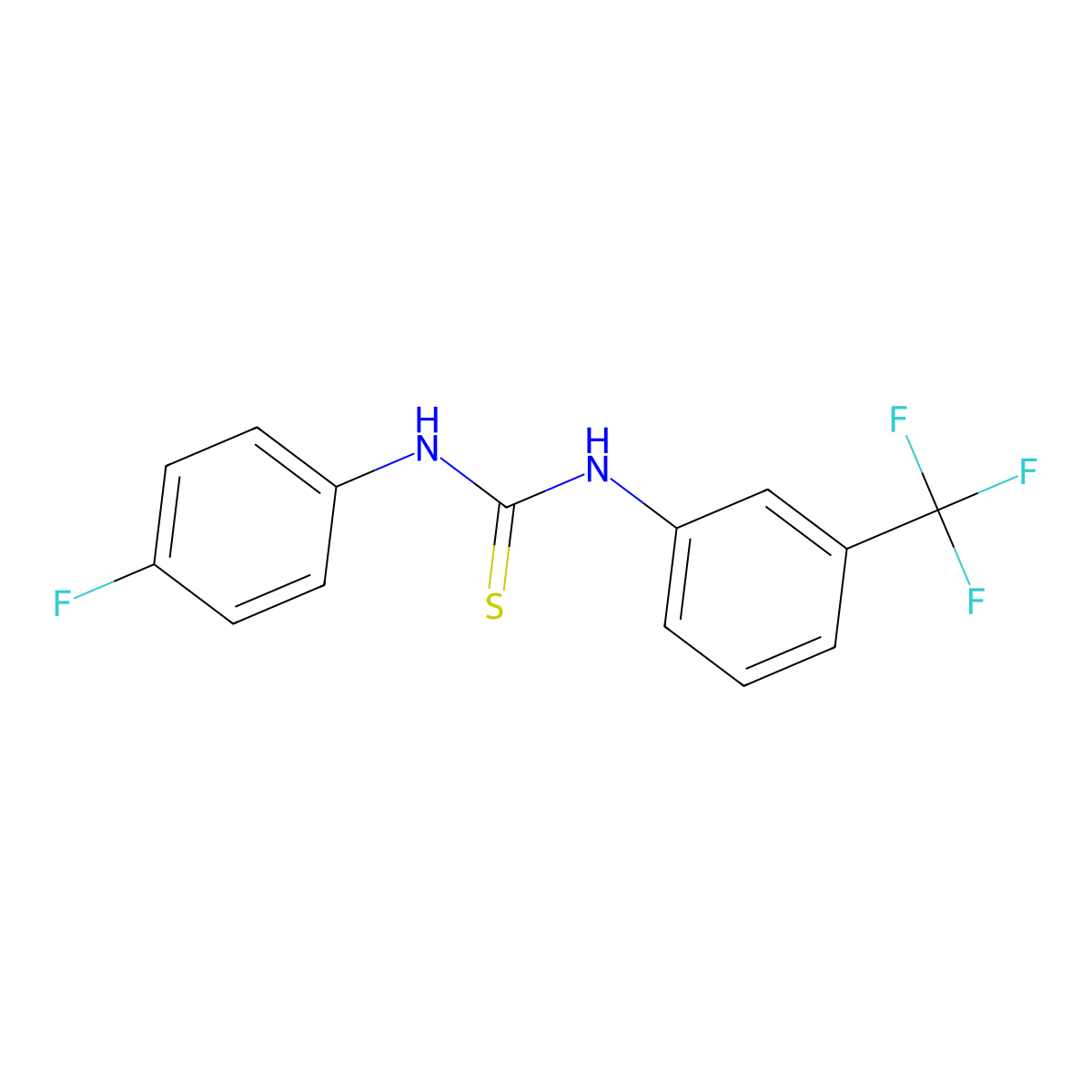 1-(4-Fluorophenyl)-3-[3-(trifluoromethyl)phenyl]thiourea molecular structure, CAS 1997-00-8