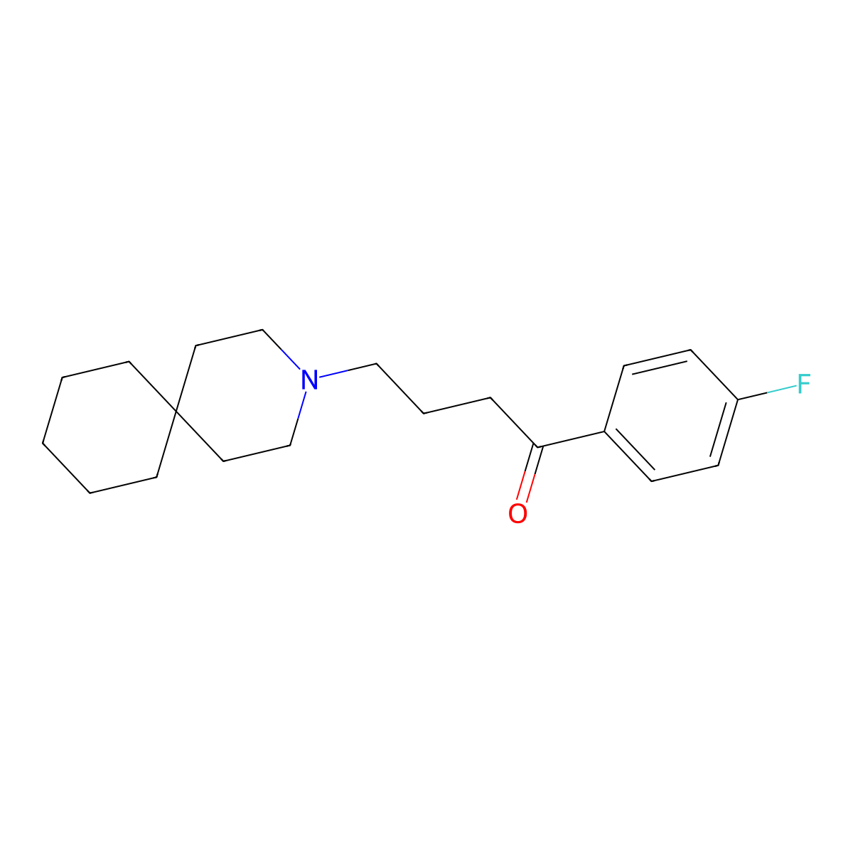 1-Butanone, 4-(3-azaspiro(5.5)undec-3-yl)-1-(4-fluorophenyl)- molecular structure, CAS 1997-30-4