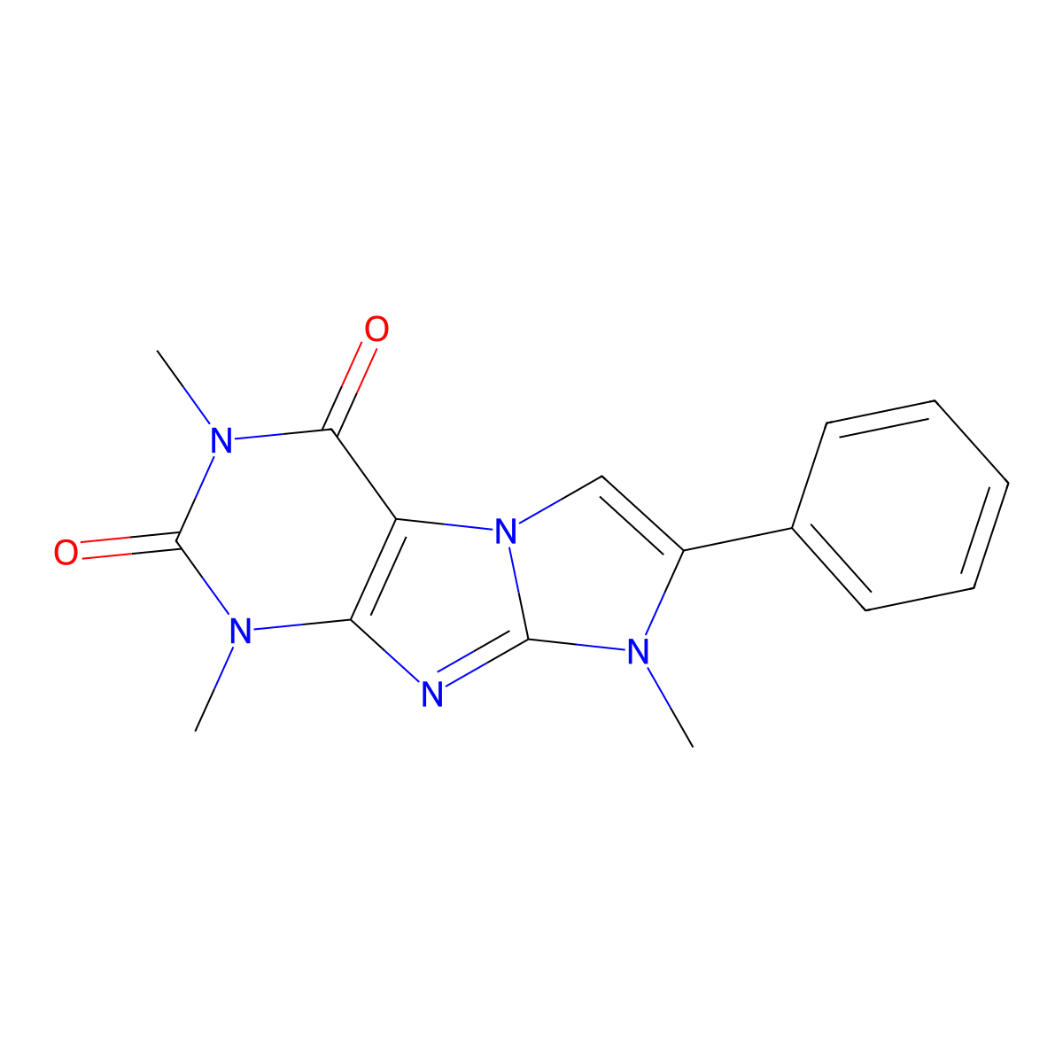 1,3,8-Trimethyl-7-phenyl-1H-imidazo[2,1-f]purine-2,4(3H,8H)-dione molecular structure, CAS 19970-42-4