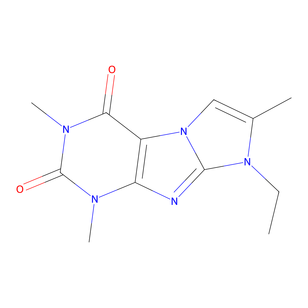 8-ethyl-1,3,7-trimethyl-1H-imidazo[2,1-f]purine-2,4(3H,8H)-dione molecular structure, CAS 19970-44-6