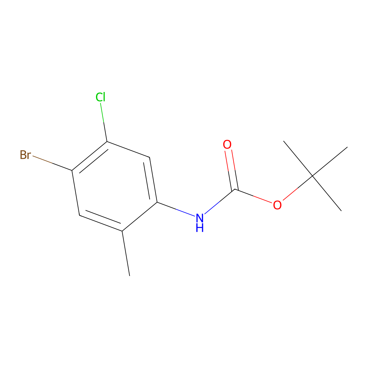 tert-butyl N-(4-bromo-5-chloro-2-methylphenyl)carbamate molecular structure, CAS 1997019-35-8