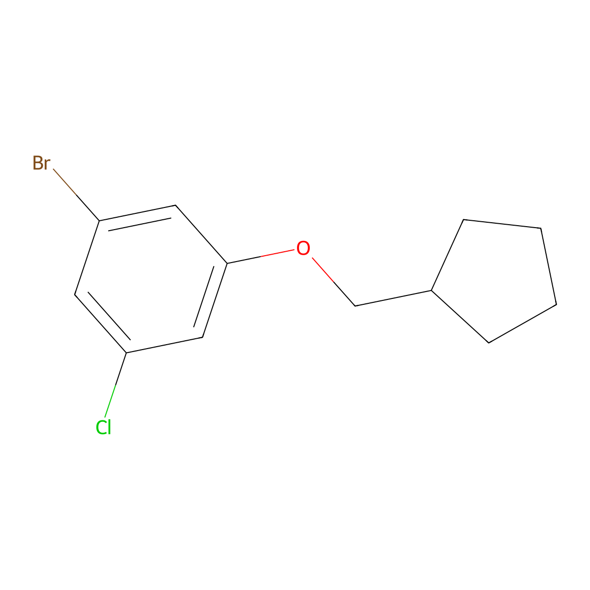 1-Bromo-3-chloro-5-(cyclopentylmethoxy)benzene molecular structure, CAS 1997045-35-8