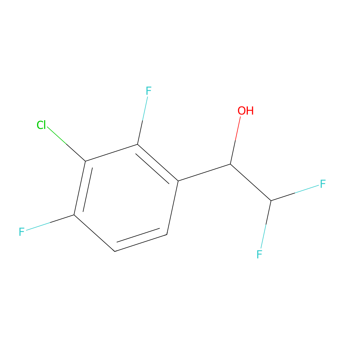 1-(3-Chloro-2,4-difluorophenyl)-2,2-difluoroethan-1-ol molecular structure, CAS 1997066-00-8
