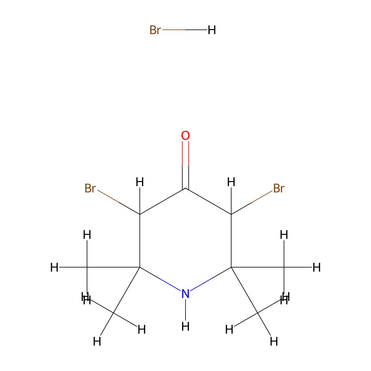 4-Piperidinone, 3,5-dibromo-2,2,6,6-tetramethyl-, hydrobromide (1:1) molecular structure, CAS 19971-12-1