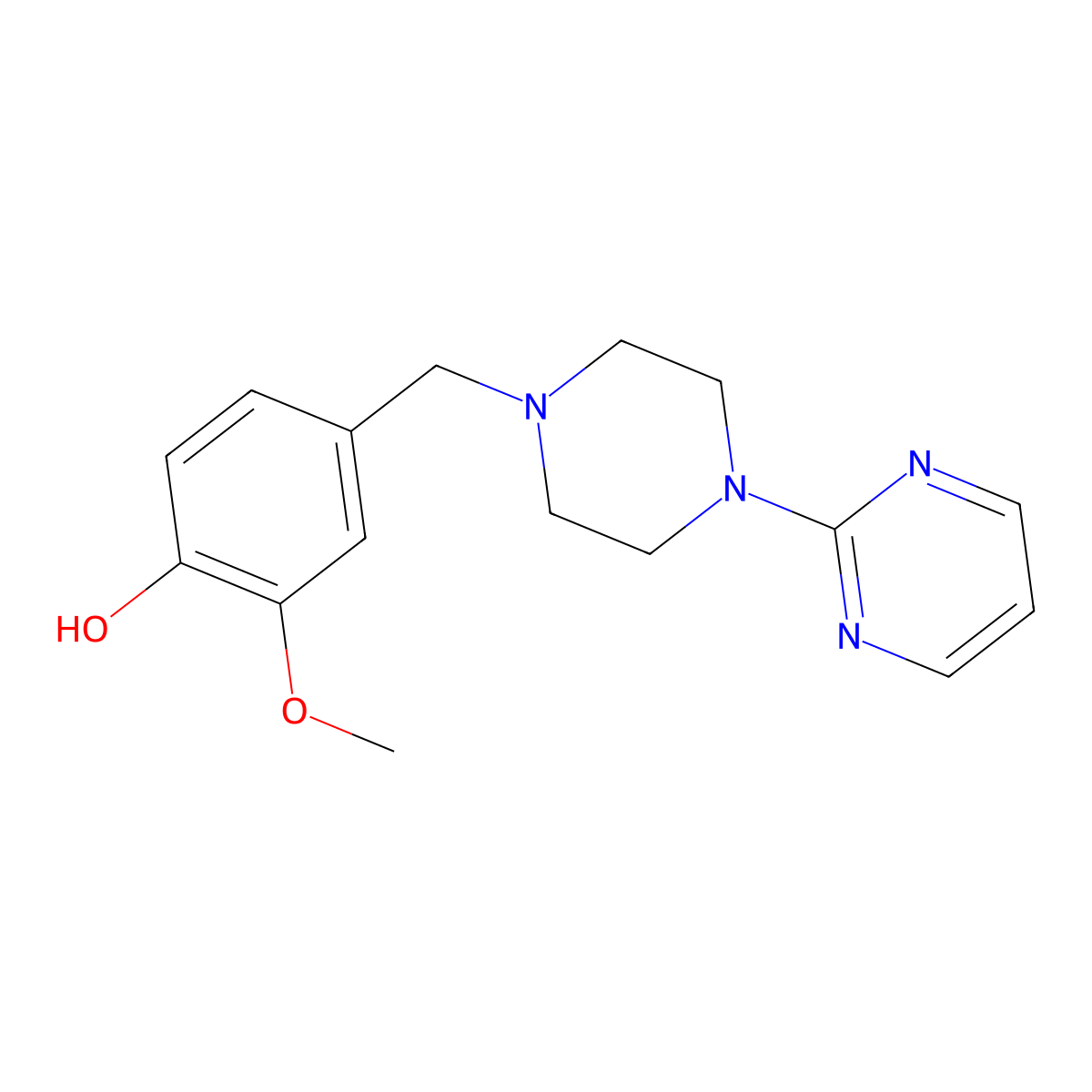 2-Methoxy-4-((4-(Pyrimidin-2-Yl)Piperazin-1-Yl)Methyl)Phenol molecular structure, CAS 19971-72-3