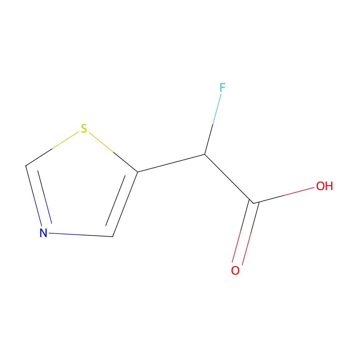 2-Fluoro-2-(1,3-thiazol-5-yl)acetic acid molecular structure, CAS 1997163-06-0