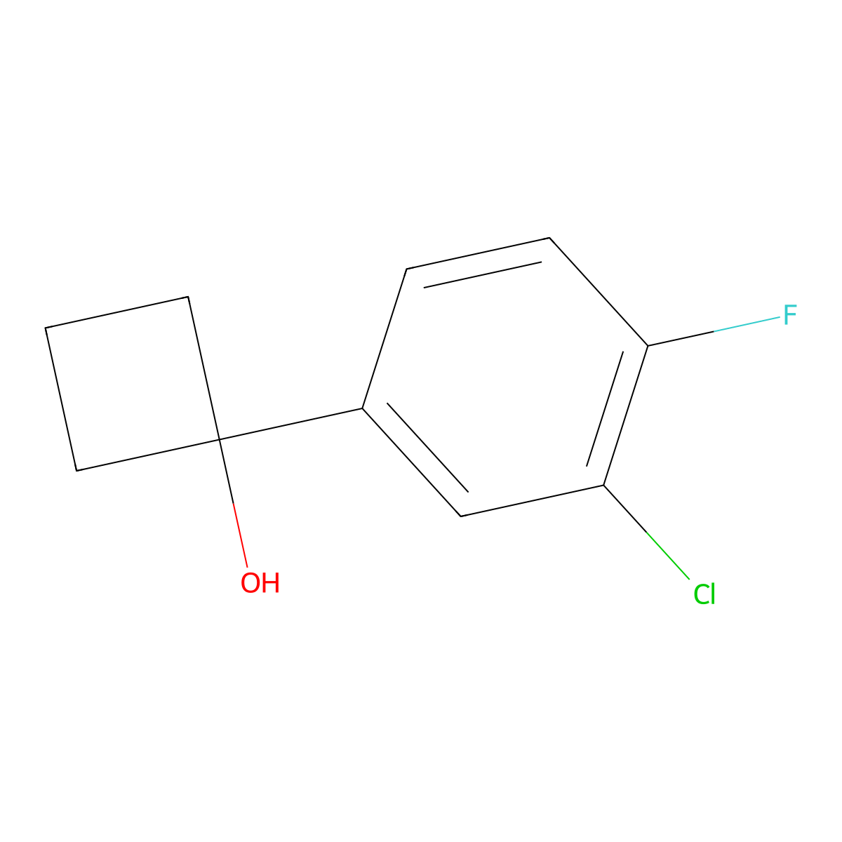 1-(3-Chloro-4-fluorophenyl)cyclobutanol molecular structure, CAS 1997177-07-7