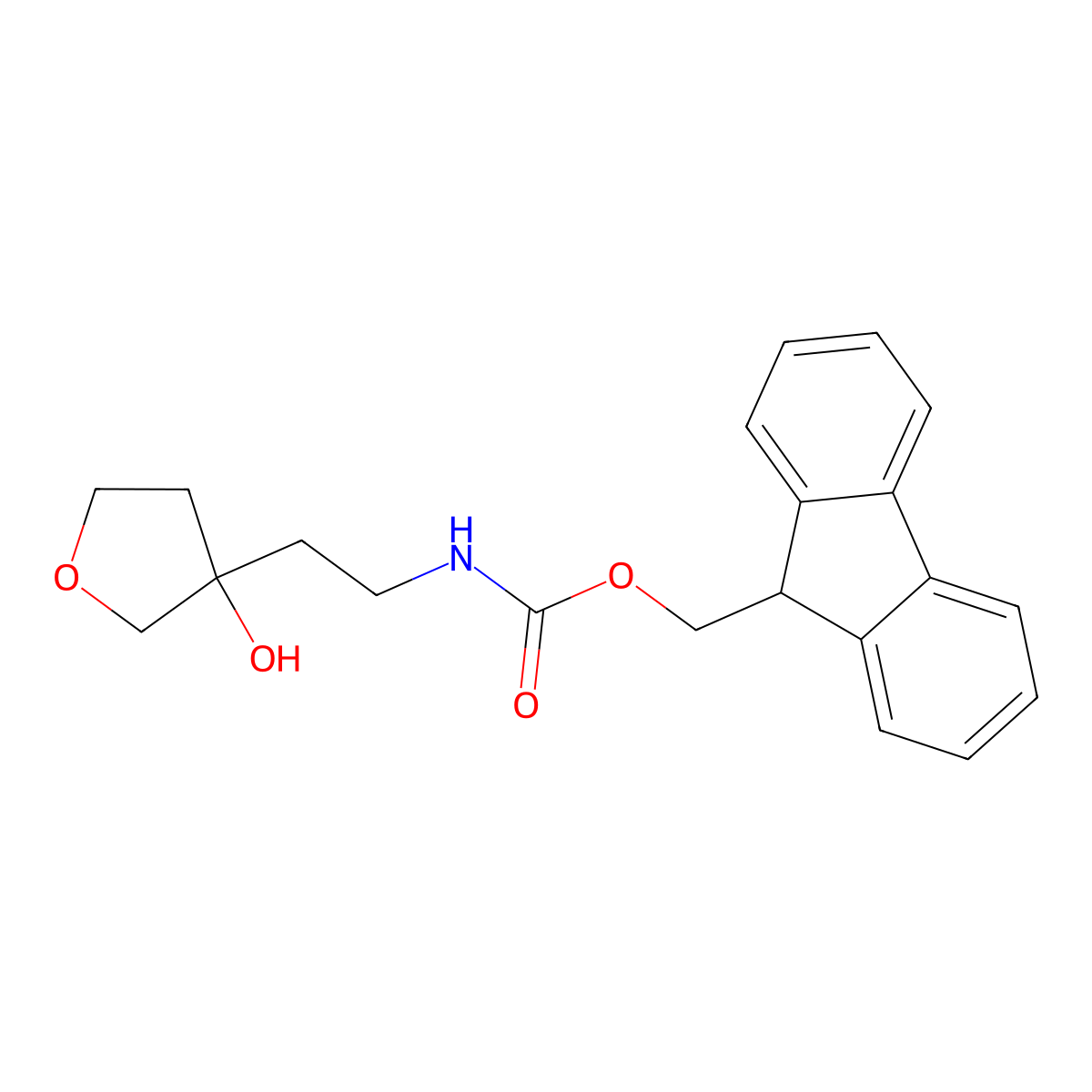 (9H-fluoren-9-yl)methyl N-[2-(3-hydroxyoxolan-3-yl)ethyl]carbamate molecular structure, CAS 1997210-27-1