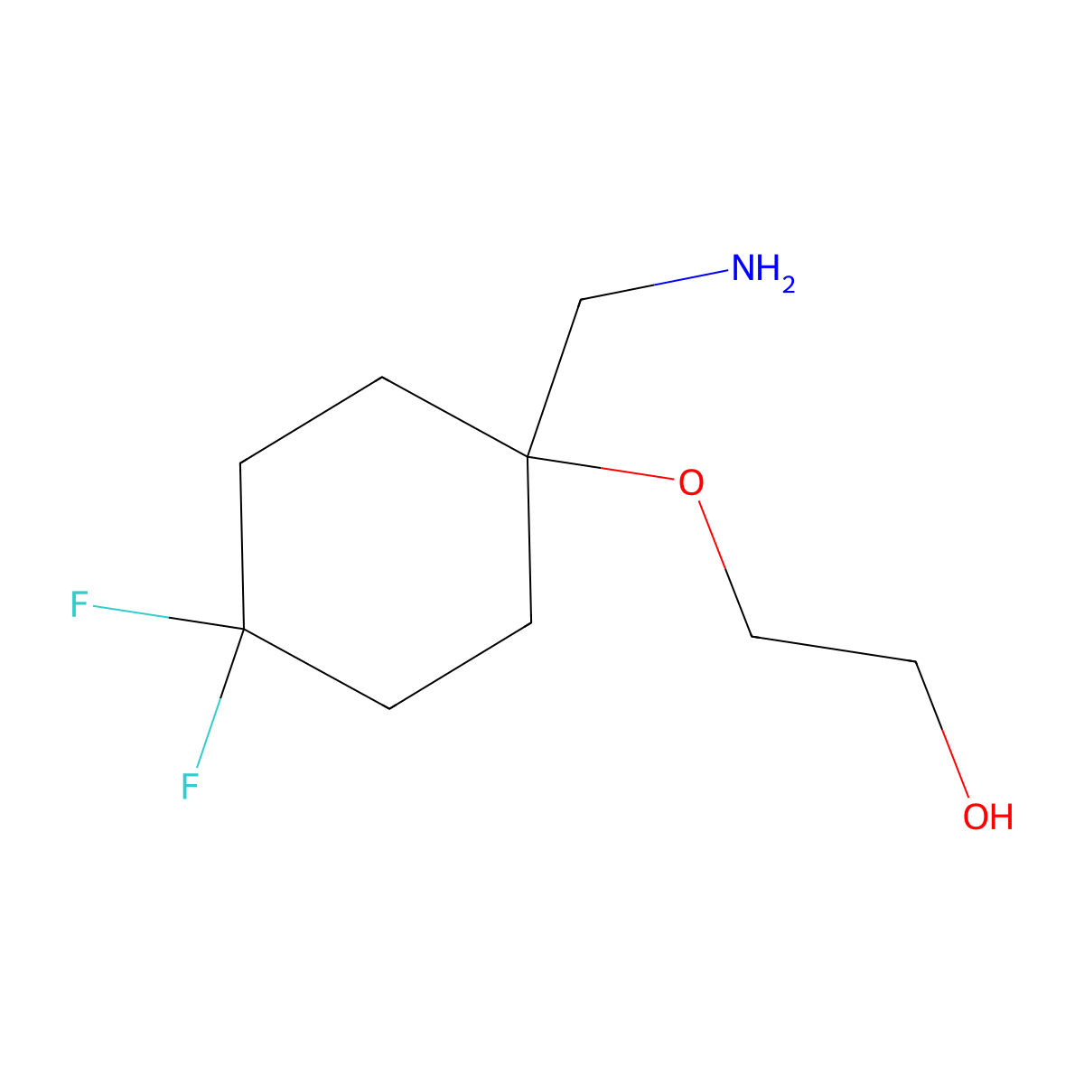 2-{[1-(Aminomethyl)-4,4-difluorocyclohexyl]oxy}ethan-1-ol molecular structure, CAS 1997216-16-6