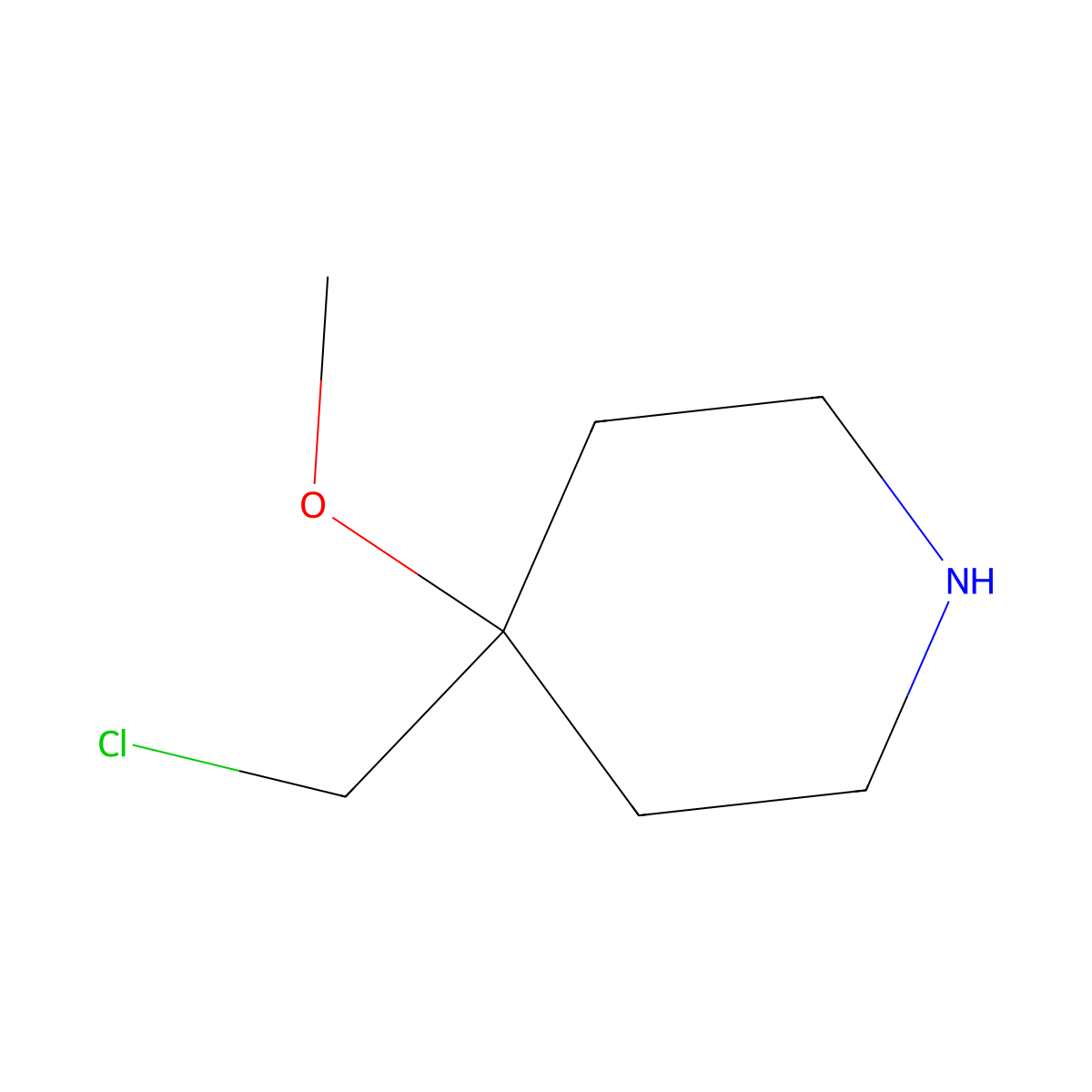 4-(Chloromethyl)-4-methoxypiperidine molecular structure, CAS 1997218-69-5