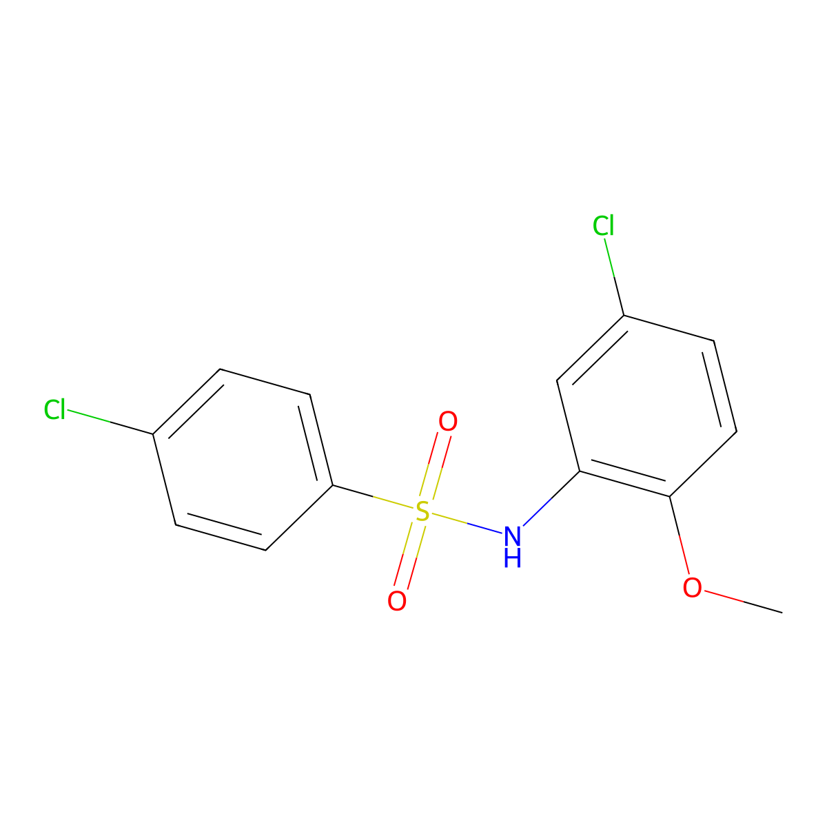 4-chloro-N-(5-chloro-2-methoxyphenyl)benzenesulfonamide molecular structure, CAS 199726-38-0