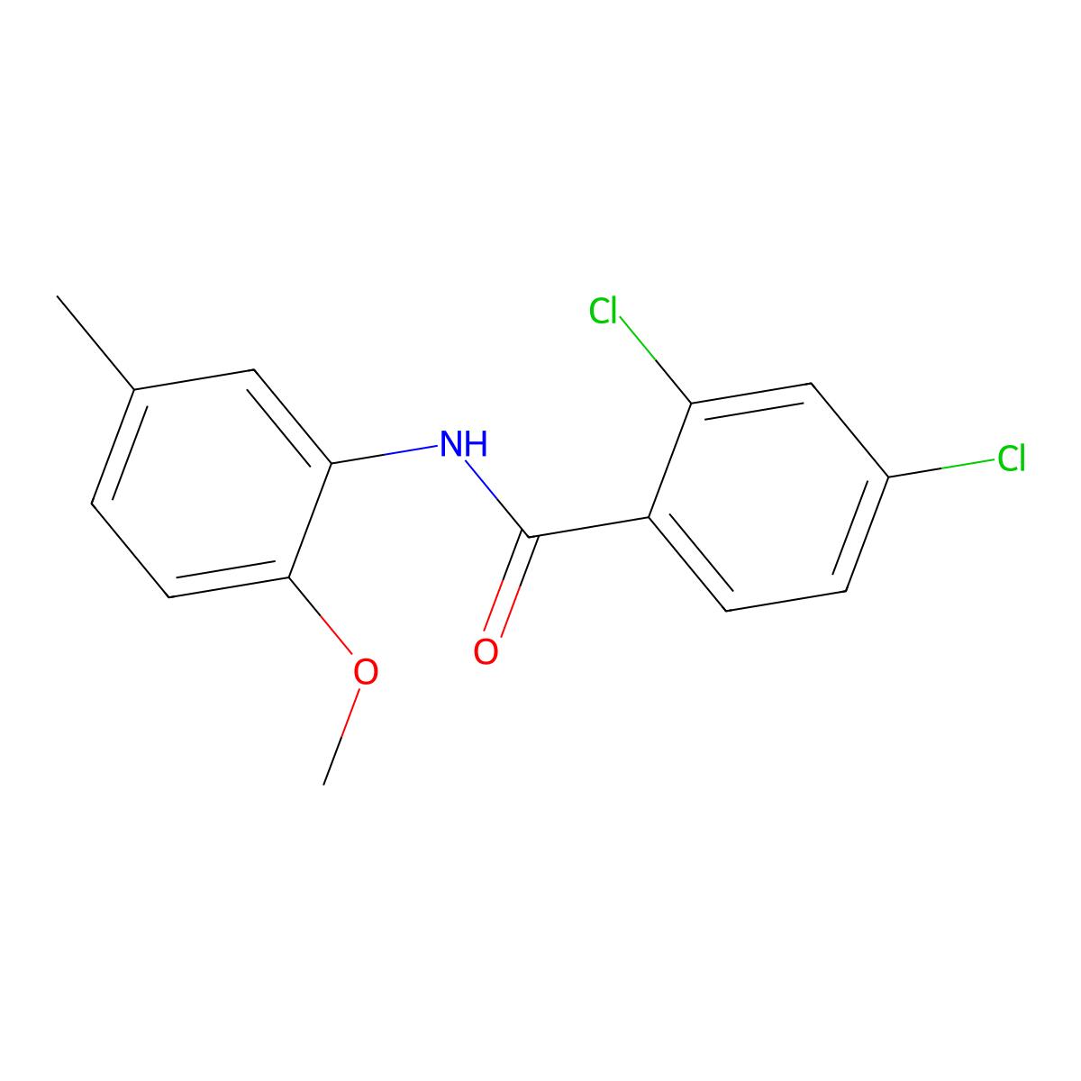 2,4-Dichloro-N-(2-methoxy-5-methylphenyl)benzamide molecular structure, CAS 199726-59-5