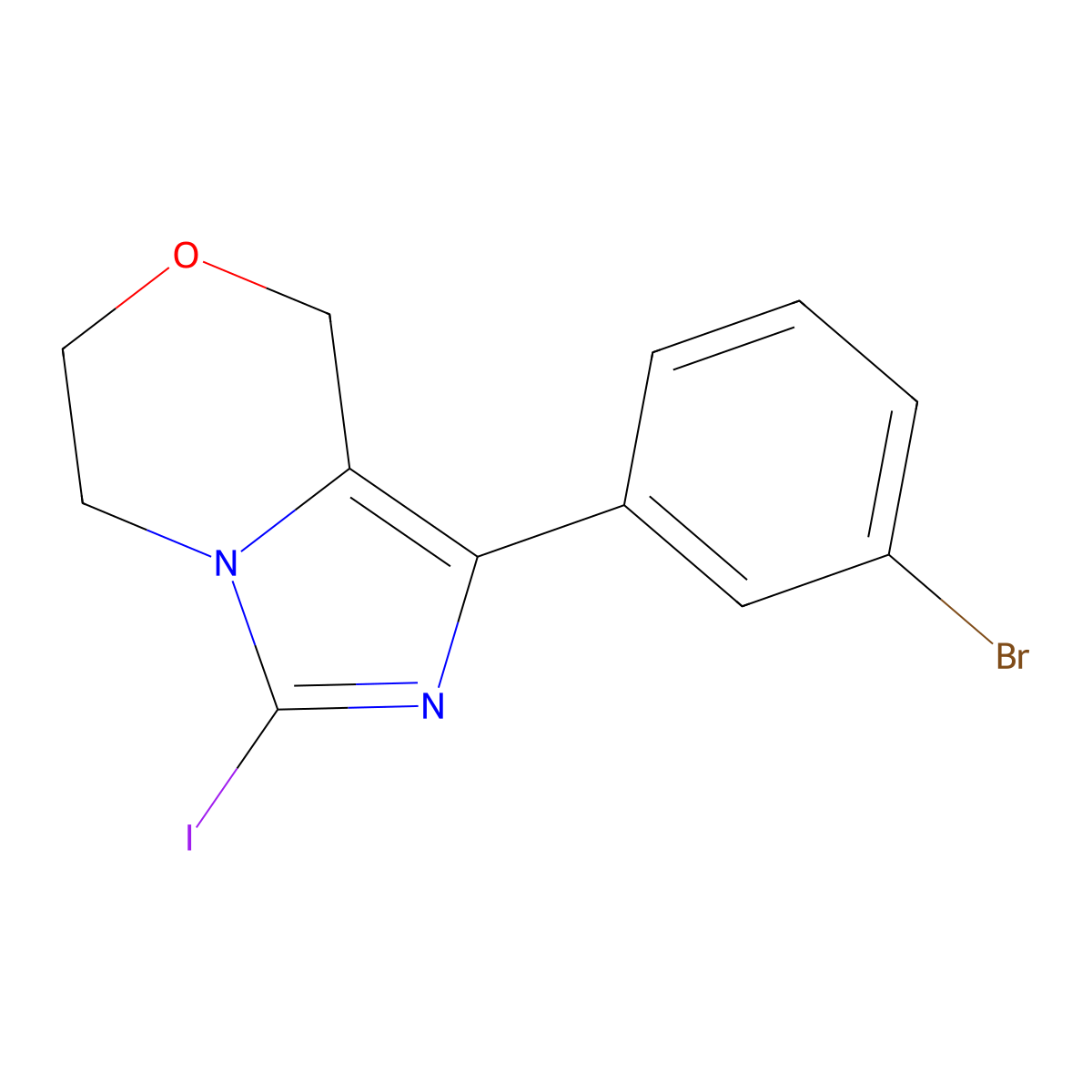 1-(3-Bromophenyl)-3-iodo-5,6-dihydro-8H-imidazo[5,1-C][1,4]oxazine molecular structure, CAS 1997283-02-9