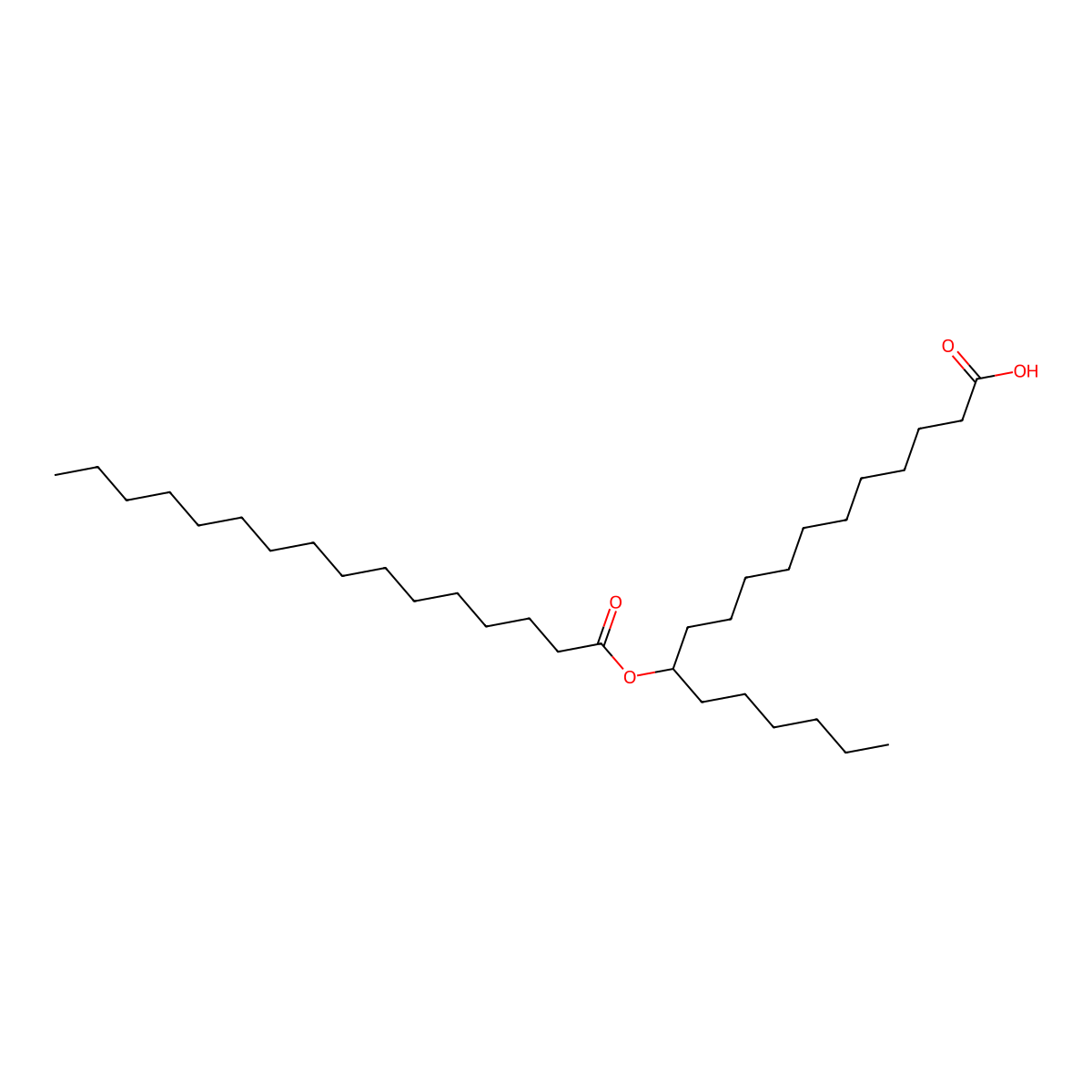 12-((1-Oxohexadecyl)oxy)octadecanoic acid molecular structure, CAS 1997286-65-3