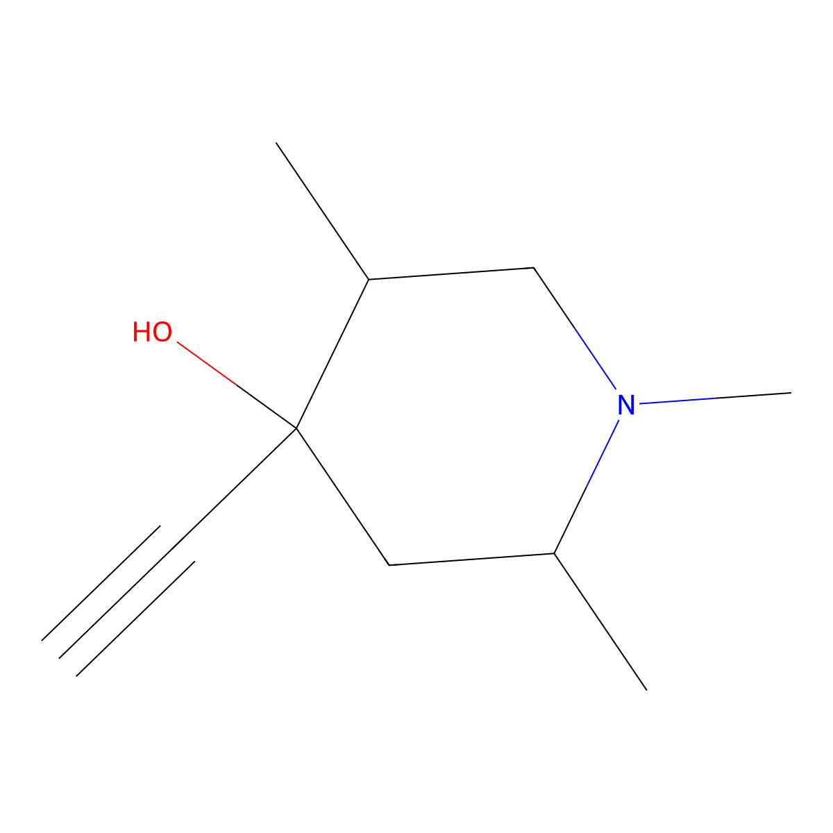 4-Ethynyl-1,2,5-trimethylpiperidin-4-ol molecular structure, CAS 19973-20-7