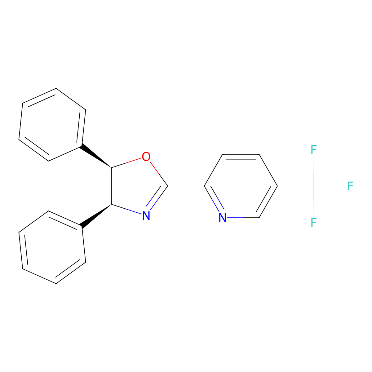 (4S,5R)-4,5-Diphenyl-2-(5-(trifluoromethyl)pyridin-2-yl)-4,5-dihydrooxazole molecular structure, CAS 1997306-76-9