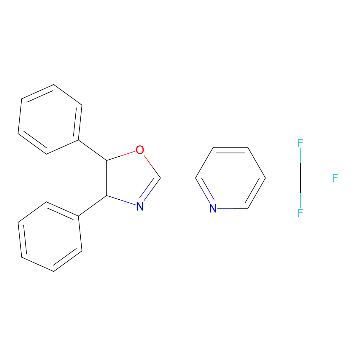 (4S,5S)-4,5-Diphenyl-2-(5-(trifluoromethyl)pyridin-2-yl)-4,5-dihydrooxazole molecular structure, CAS 1997306-77-0
