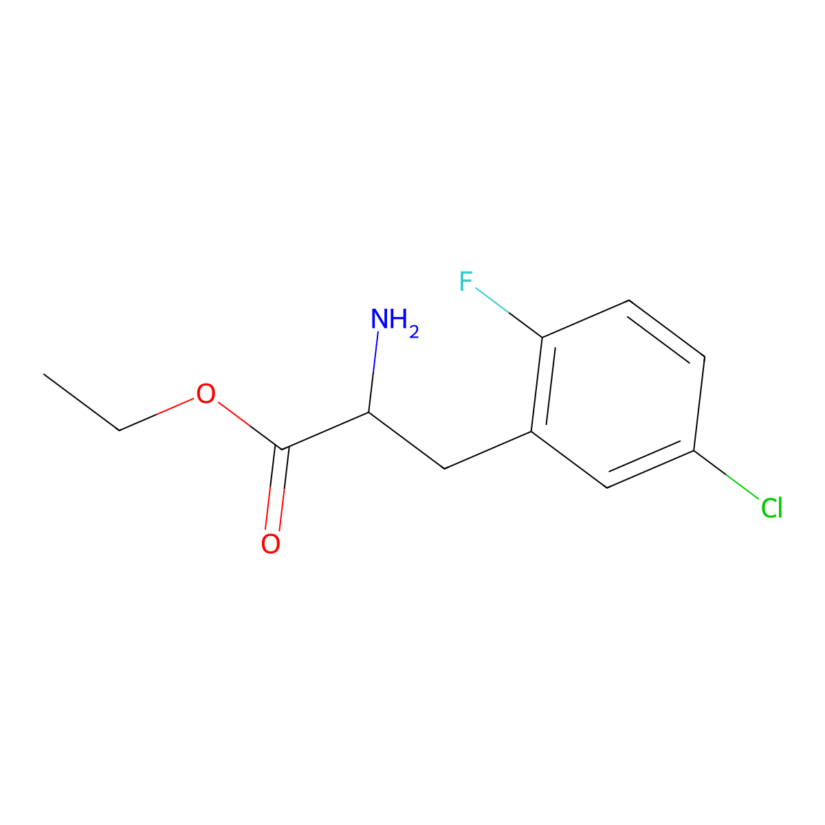 ethyl (2R)-2-amino-3-(5-chloro-2-fluorophenyl)propanoate molecular structure, CAS 1997342-21-8