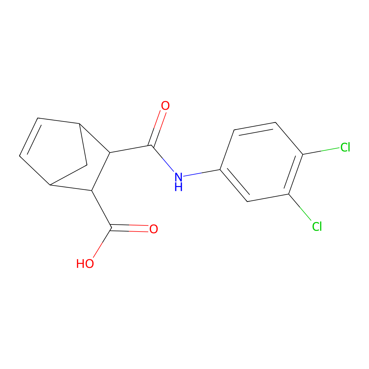 3-[(3,4-Dichlorophenyl)carbamoyl]bicyclo[2.2.1]hept-5-ene-2-carboxylic acid molecular structure, CAS 199735-88-1