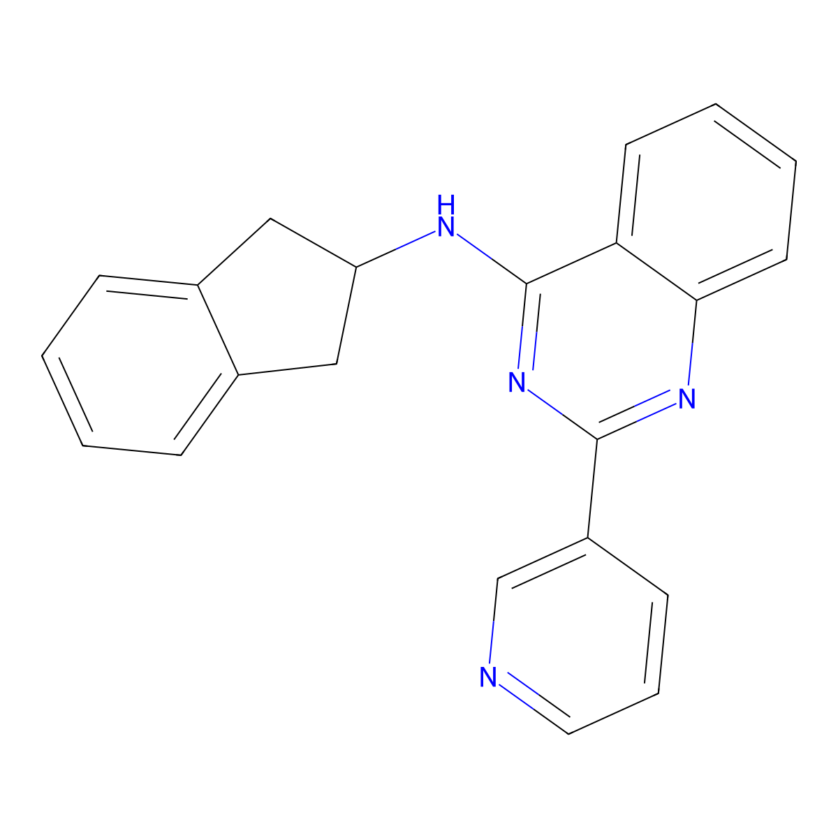 N-(2,3-Dihydro-1H-inden-2-yl)-2-(pyridin-3-yl)quinazolin-4-amine molecular structure, CAS 1997359-63-3