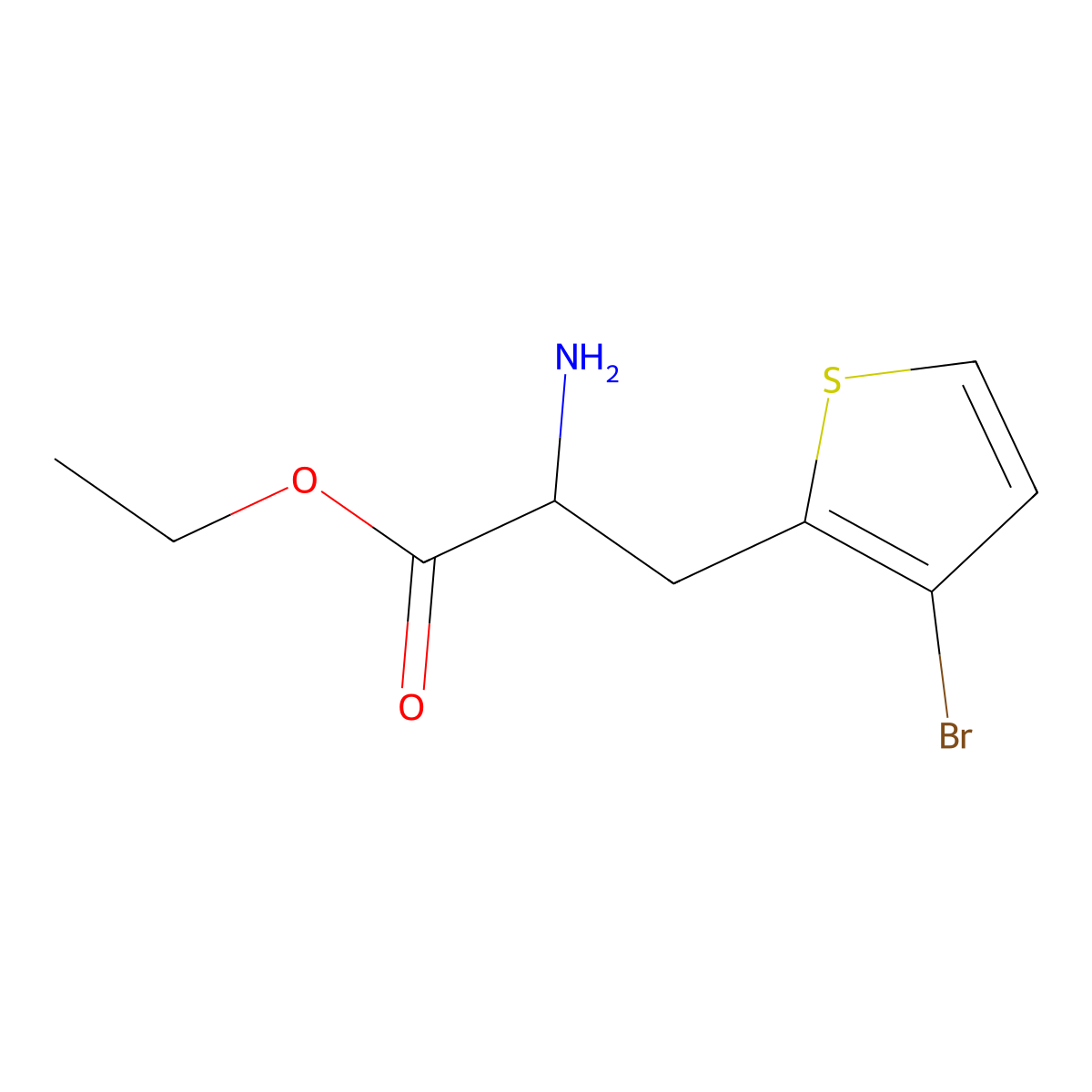 ethyl (2S)-2-amino-3-(3-bromothiophen-2-yl)propanoate molecular structure, CAS 1997359-80-4