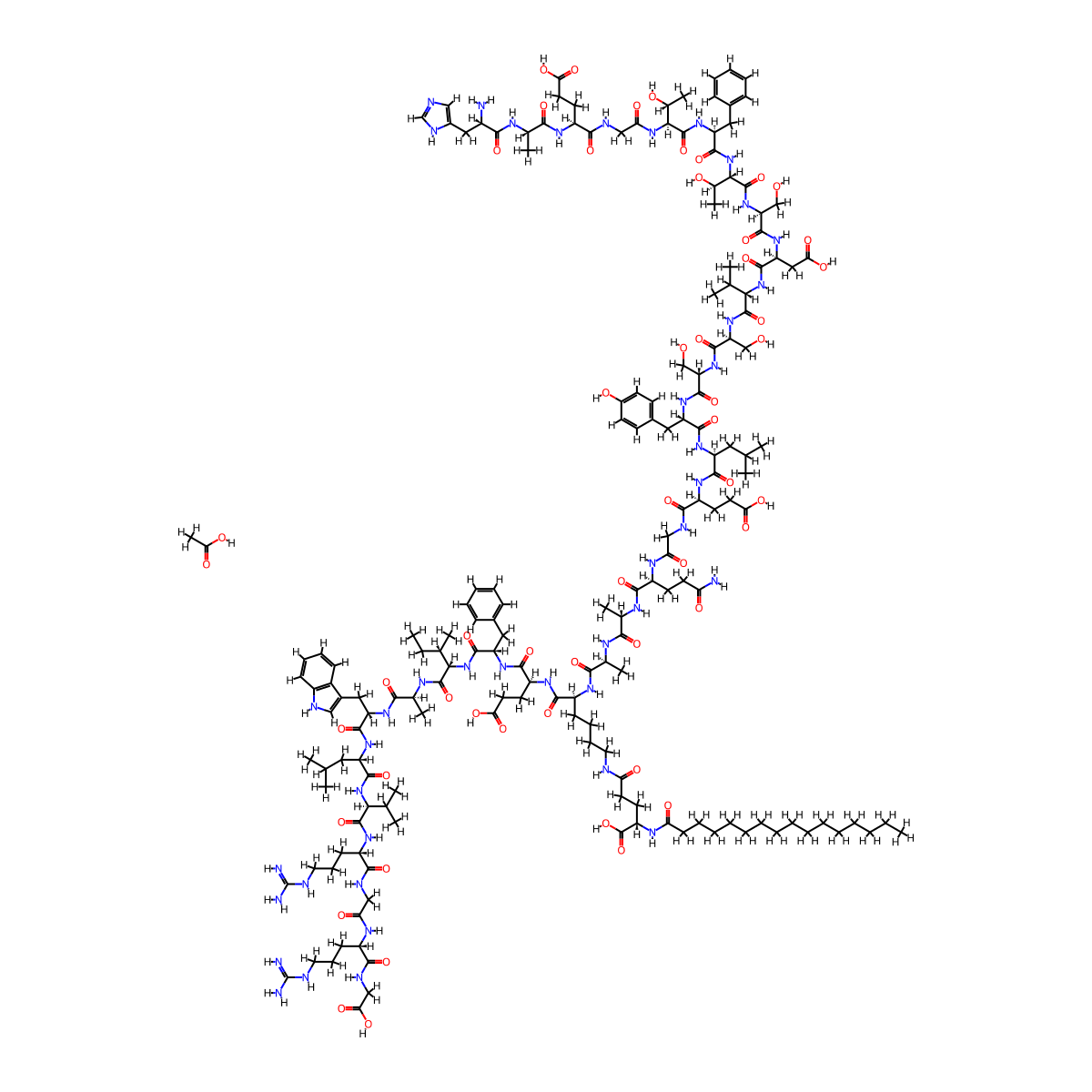 Liraglutide acetate molecular structure, CAS 1997361-86-0