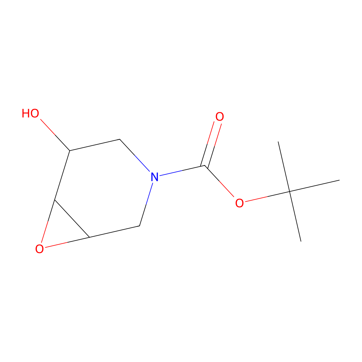 rac-tert-butyl (1R,5S,6S)-5-hydroxy-7-oxa-3-azabicyclo[4.1.0]heptane-3-carboxylate molecular structure, CAS 1997369-98-8