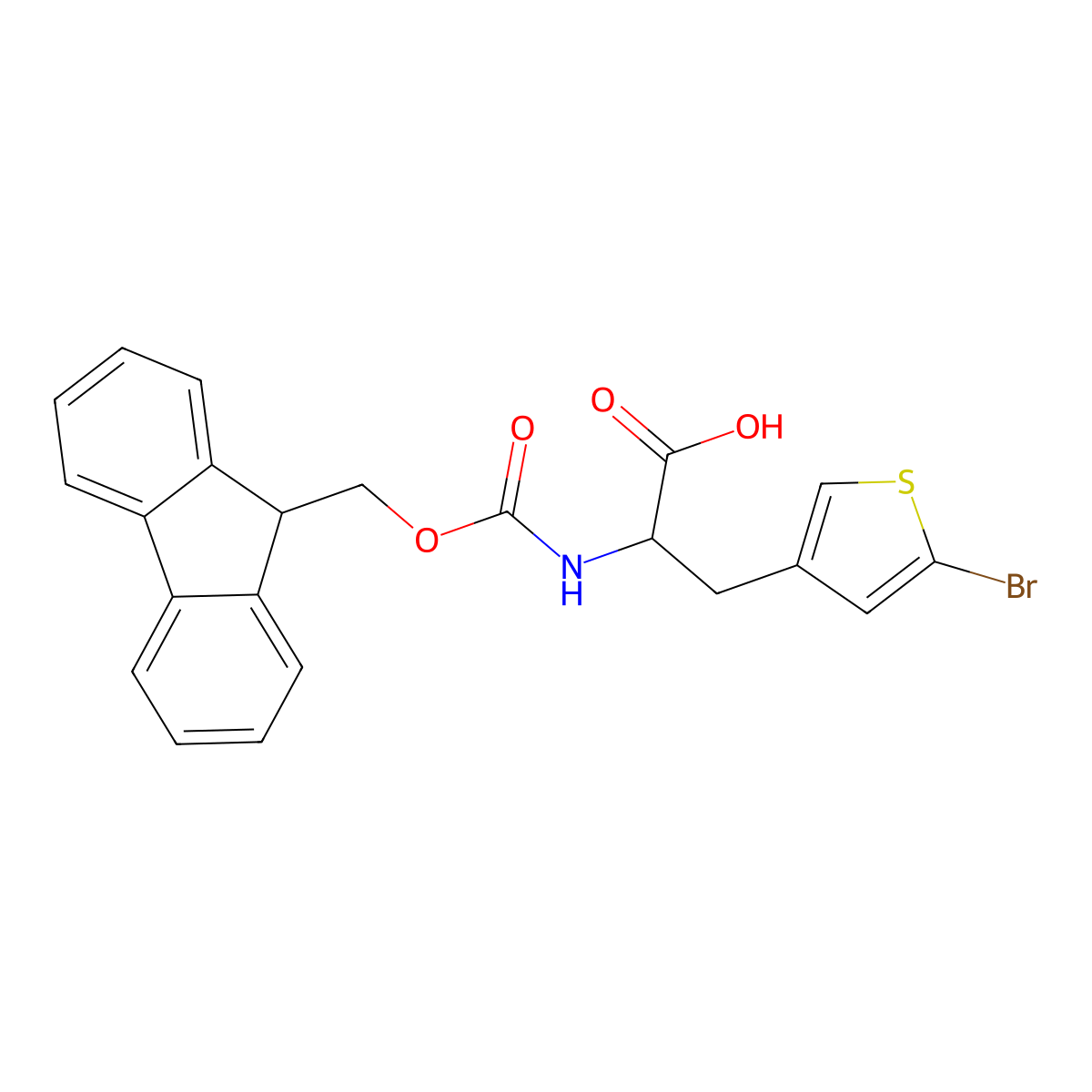 (2R)-3-(5-bromothiophen-3-yl)-2-({[(9H-fluoren-9-yl)methoxy]carbonyl}amino)propanoic acid molecular structure, CAS 1997374-55-6