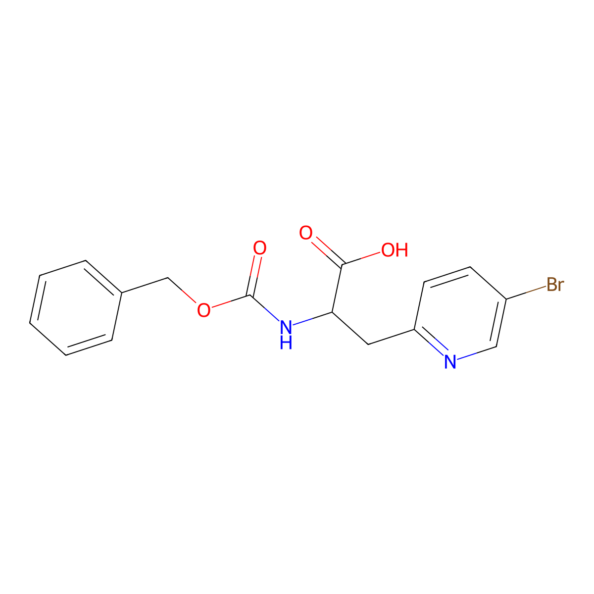 (2S)-2-{[(benzyloxy)carbonyl]amino}-3-(5-bromopyridin-2-yl)propanoic acid molecular structure, CAS 1997394-10-1
