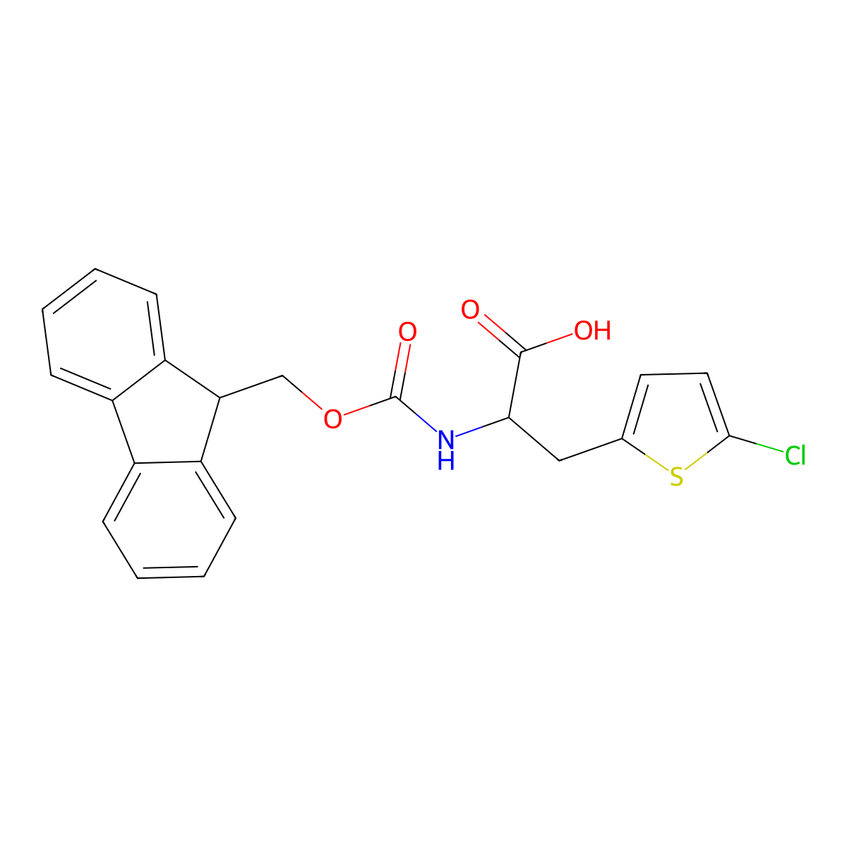 (2S)-3-(5-chlorothiophen-2-yl)-2-(9H-fluoren-9-ylmethoxycarbonylamino)propanoic acid molecular structure, CAS 1997405-70-5