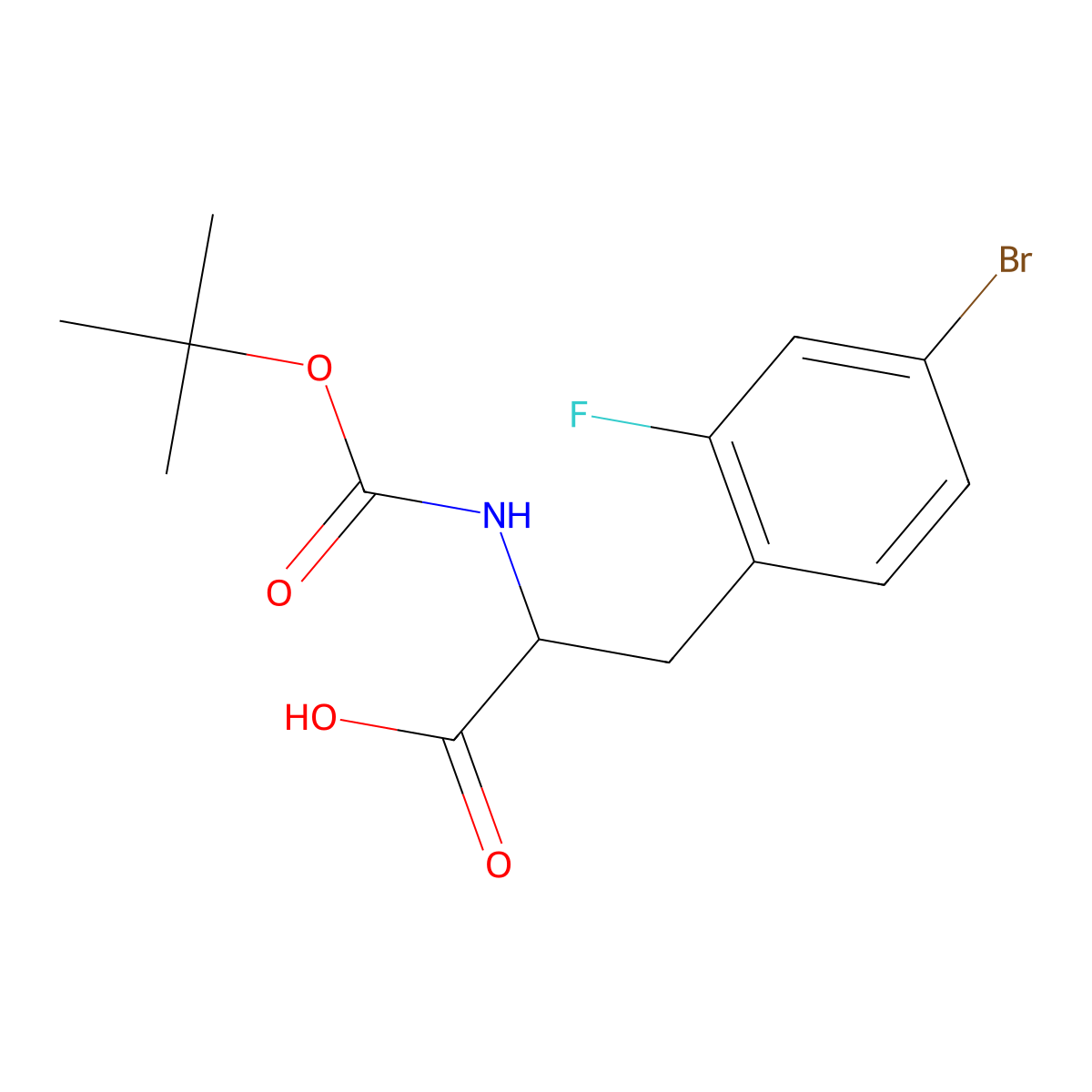 (2R)-3-(4-bromo-2-fluorophenyl)-2-{[(tert-butoxy)carbonyl]amino}propanoic acid molecular structure, CAS 1997409-84-3