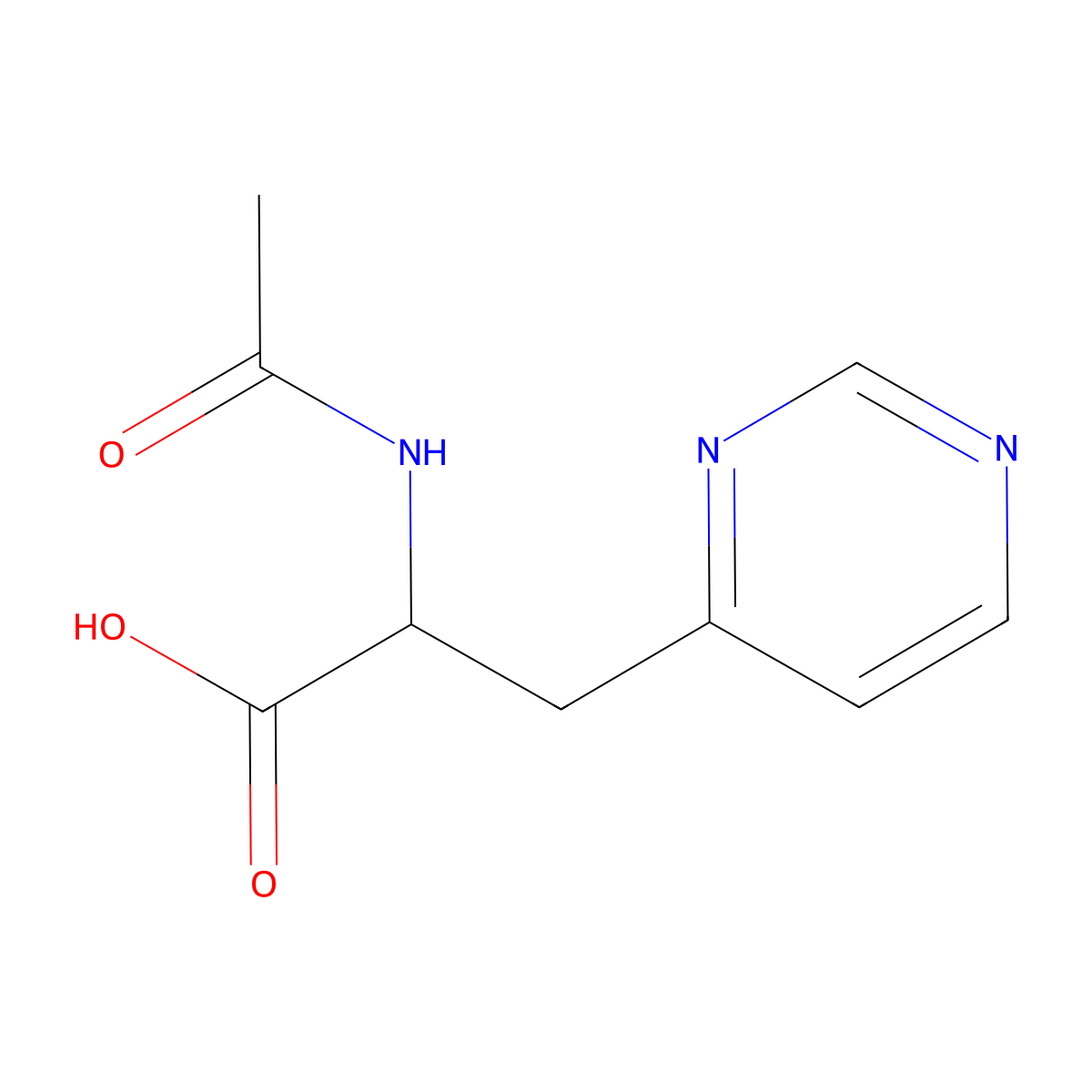 (2S)-2-acetamido-3-(pyrimidin-4-yl)propanoic acid molecular structure, CAS 1997436-08-4