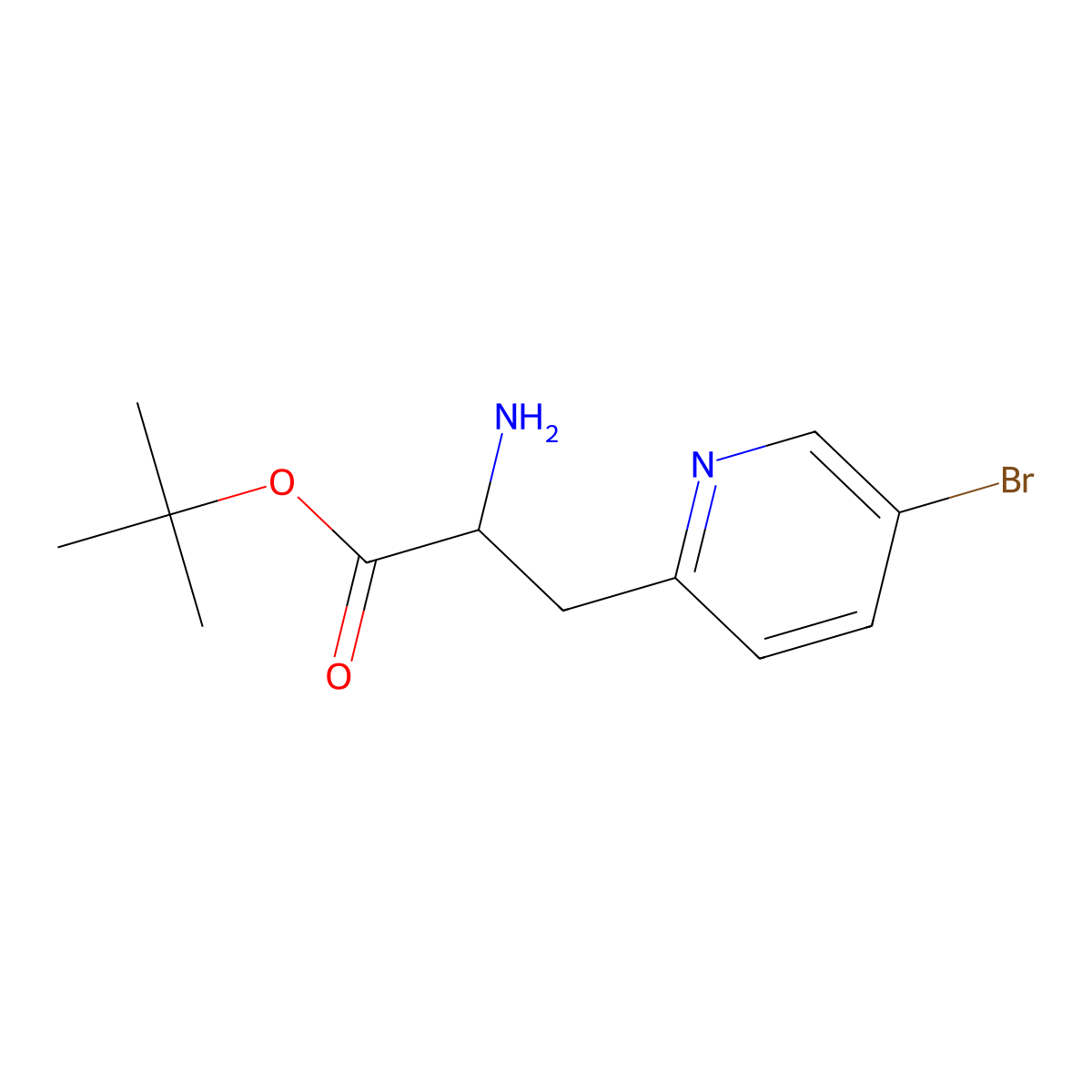 tert-butyl (2S)-2-amino-3-(5-bromopyridin-2-yl)propanoate molecular structure, CAS 1997438-12-6