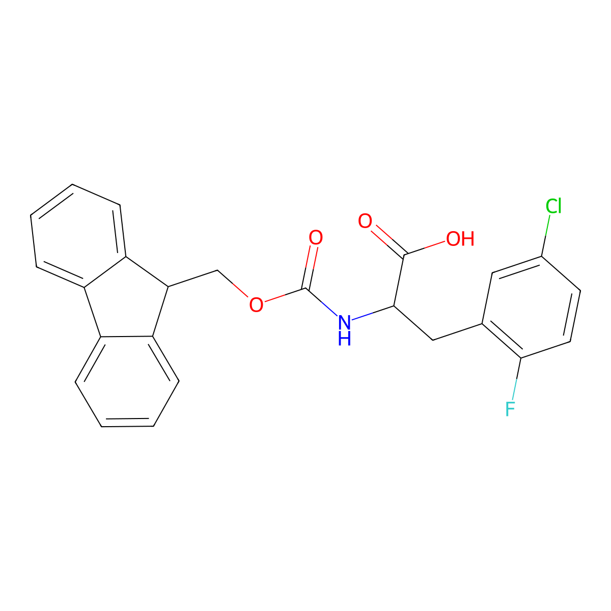 (2R)-3-(5-chloro-2-fluorophenyl)-2-({[(9H-fluoren-9-yl)methoxy]carbonyl}amino)propanoic acid molecular structure, CAS 1997438-36-4