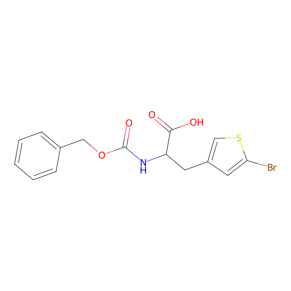 (2R)-2-{[(benzyloxy)carbonyl]amino}-3-(5-bromothiophen-3-yl)propanoic acid molecular structure, CAS 1997444-96-8