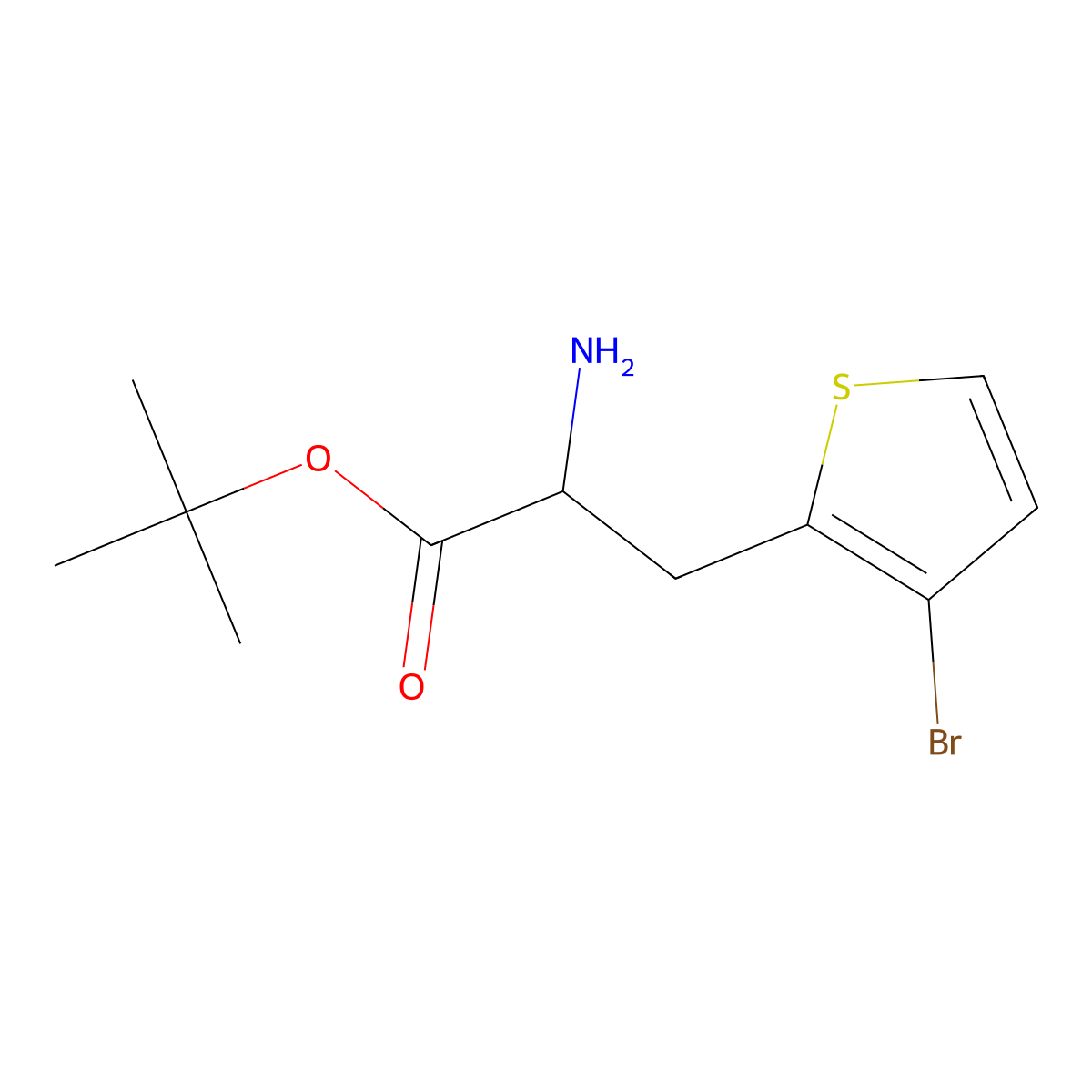 tert-butyl (2S)-2-amino-3-(3-bromothiophen-2-yl)propanoate molecular structure, CAS 1997453-22-1