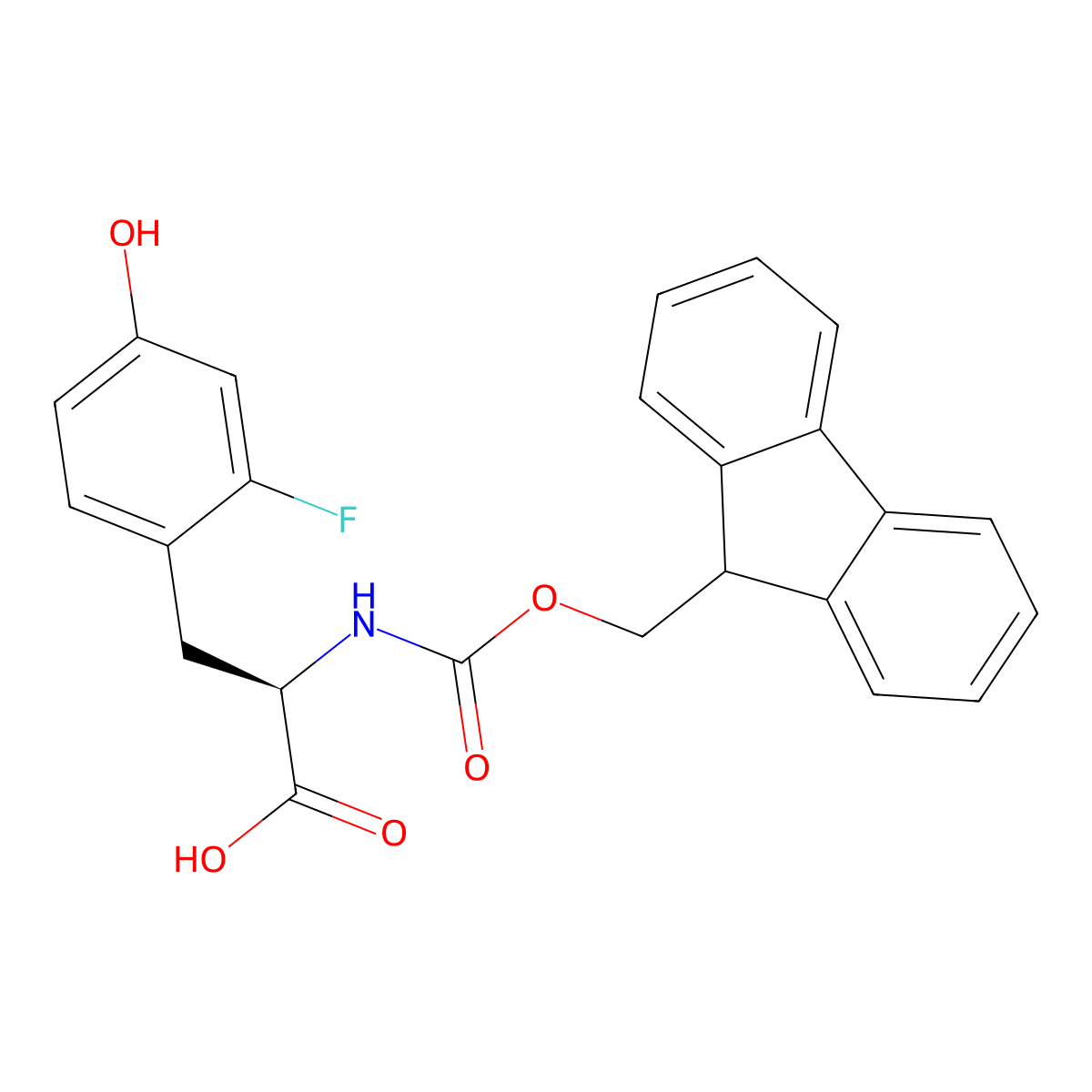N-Fmoc-2-fluoro-D-tyrosine molecular structure, CAS 1997456-24-2