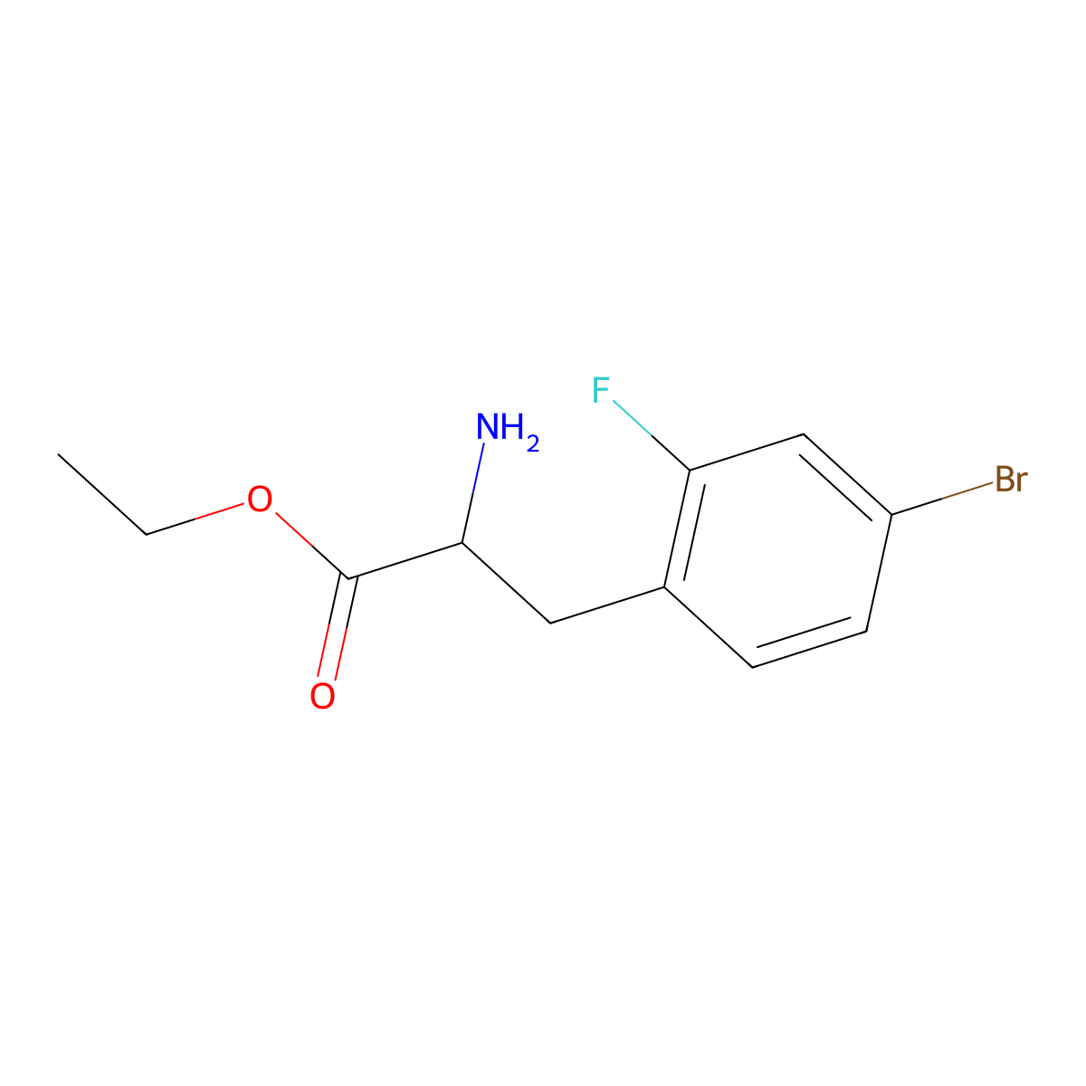 ethyl (2S)-2-amino-3-(4-bromo-2-fluorophenyl)propanoate molecular structure, CAS 1997457-24-5
