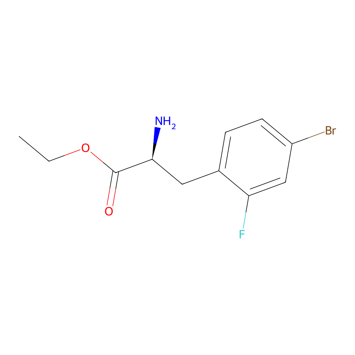 ethyl (2S)-2-amino-3-(4-bromo-2-fluorophenyl)propanoate molecular structure, CAS 1997457-24-5