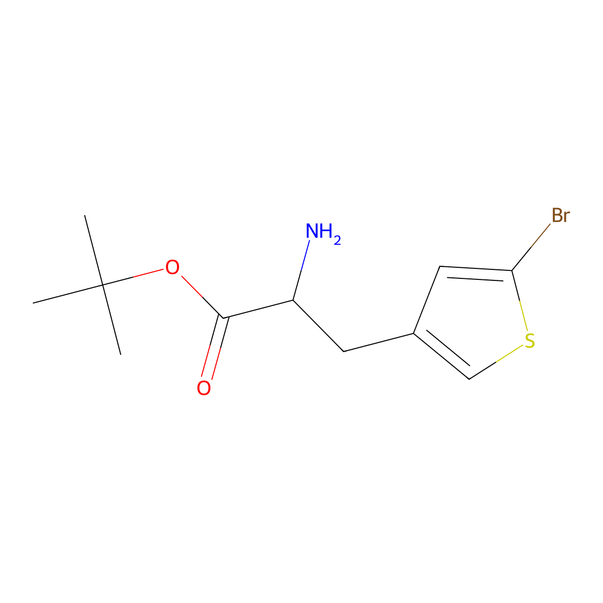 tert-butyl (2R)-2-amino-3-(5-bromothiophen-3-yl)propanoate molecular structure, CAS 1997477-99-2