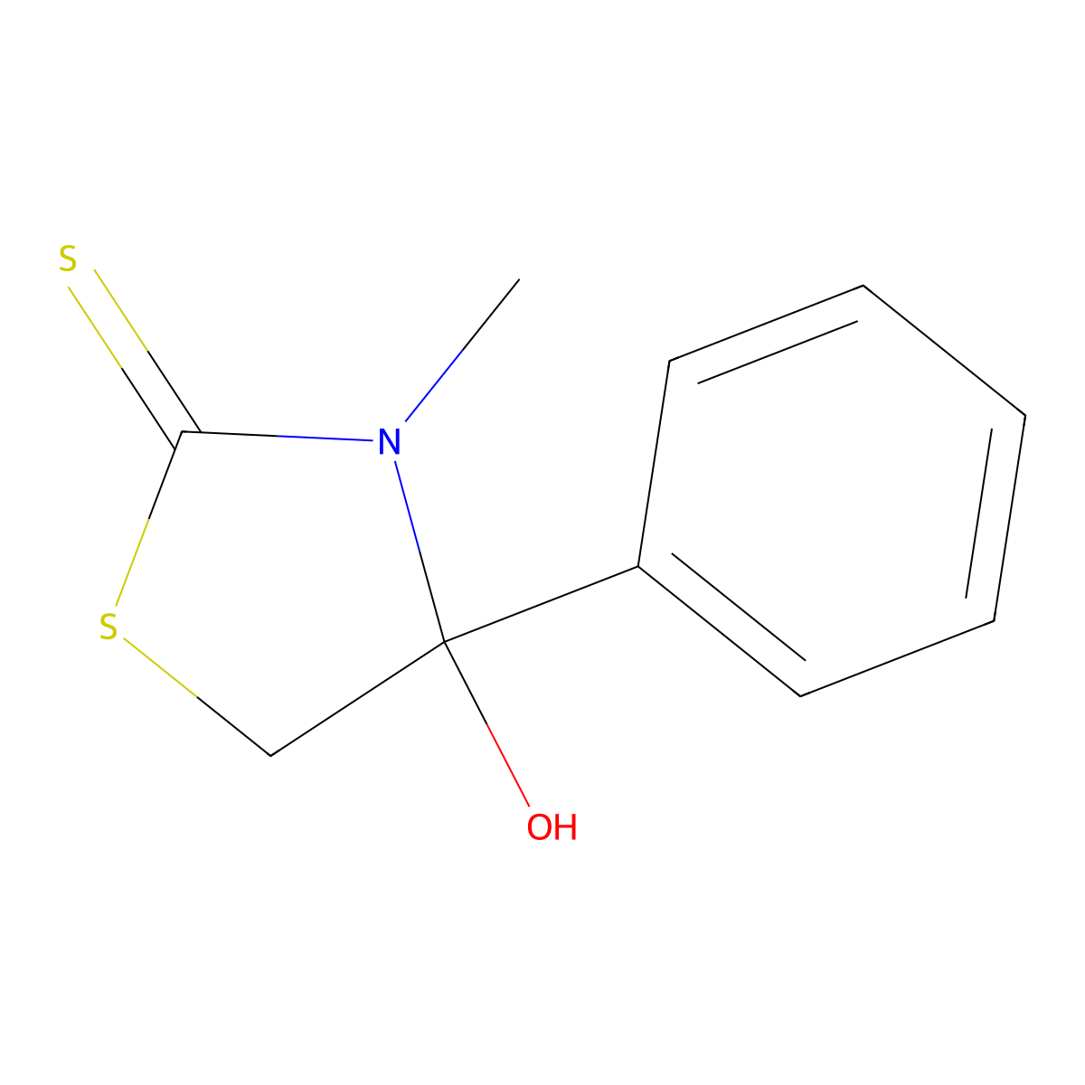 2-Thiazolidinethione, 4-hydroxy-3-methyl-4-phenyl- molecular structure, CAS 19975-60-1