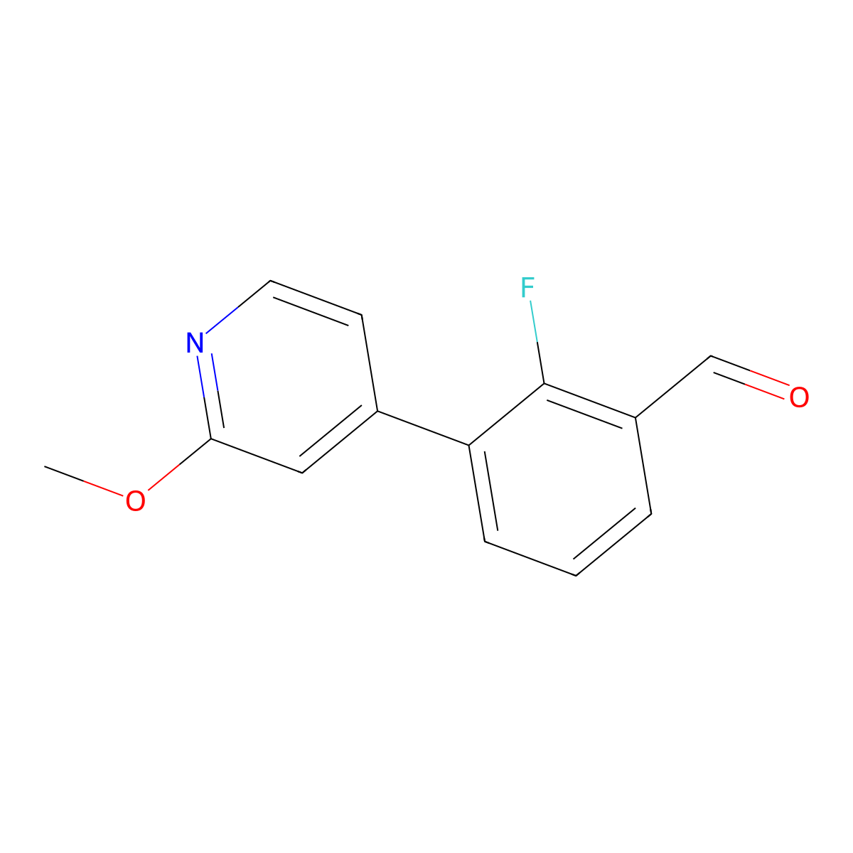 2-Fluoro-3-(2-methoxypyridin-4-yl)benzaldehyde molecular structure, CAS 1997530-84-3