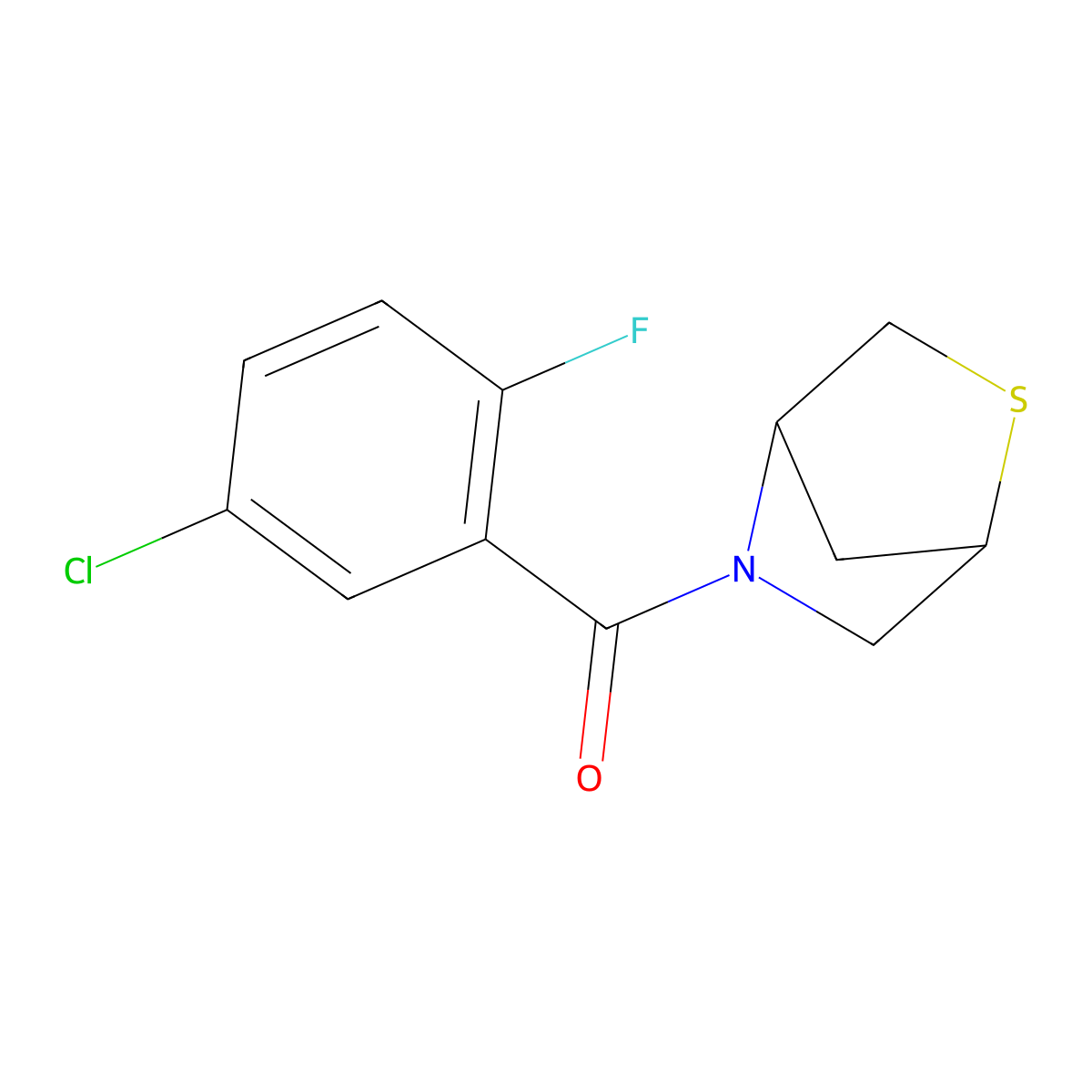 2-Thia-5-azabicyclo[2.2.1]heptan-5-yl(5-chloro-2-fluorophenyl)methanone molecular structure, CAS 1997539-62-4