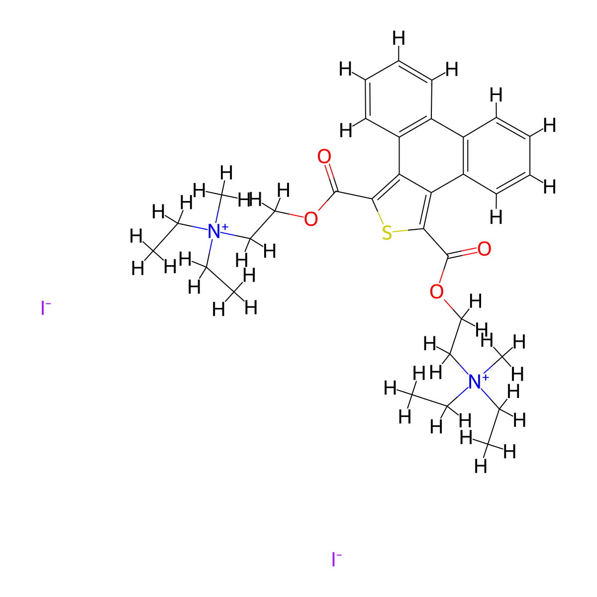 Ammonium, diethyl(2-hydroxyethyl)methyl-, iodide, phenanthro(9,10-c)thiophene-1,3-dicarboxylate (2:1) molecular structure, CAS 19976-53-5