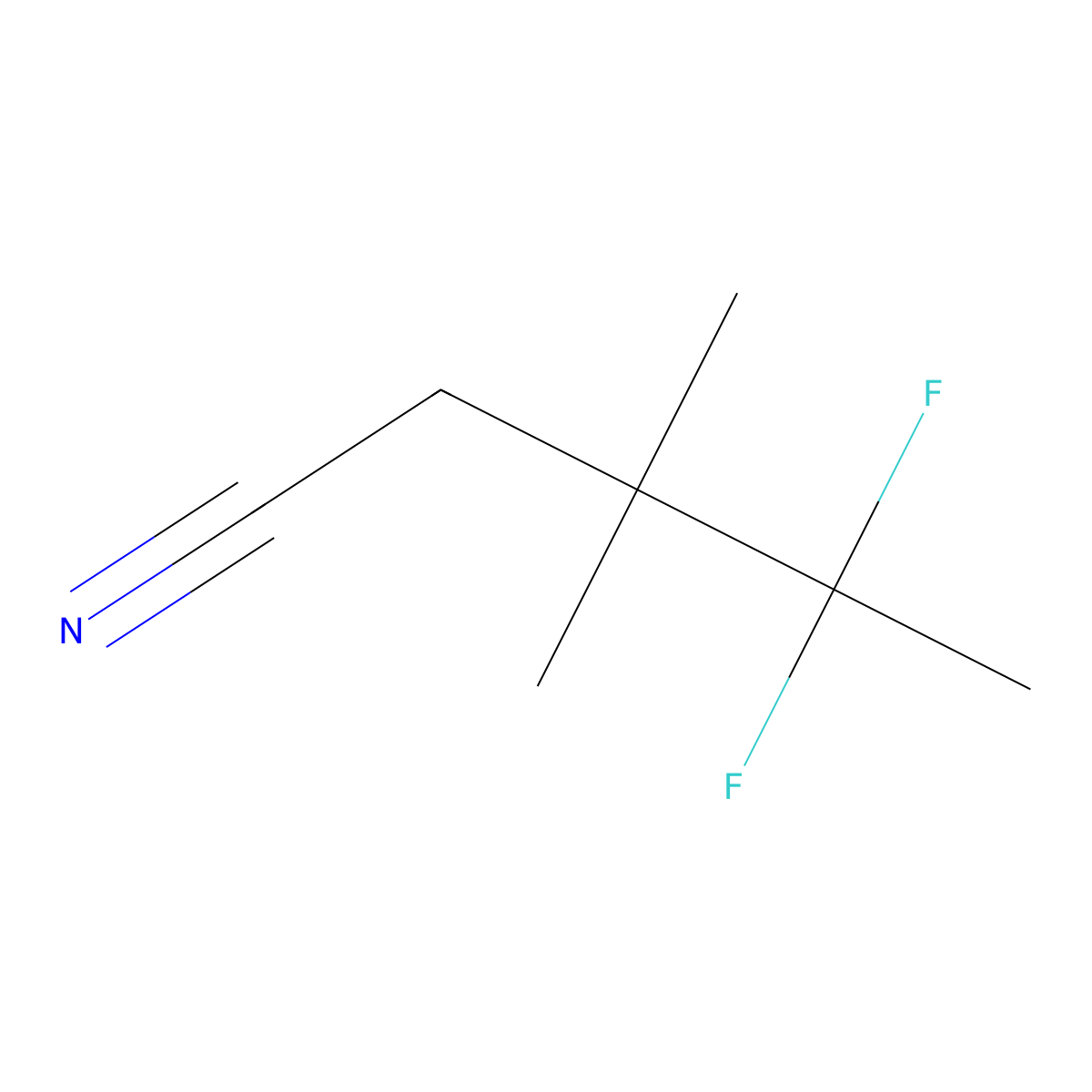 4,4-Difluoro-3,3-dimethylpentanenitrile molecular structure, CAS 1997694-15-1