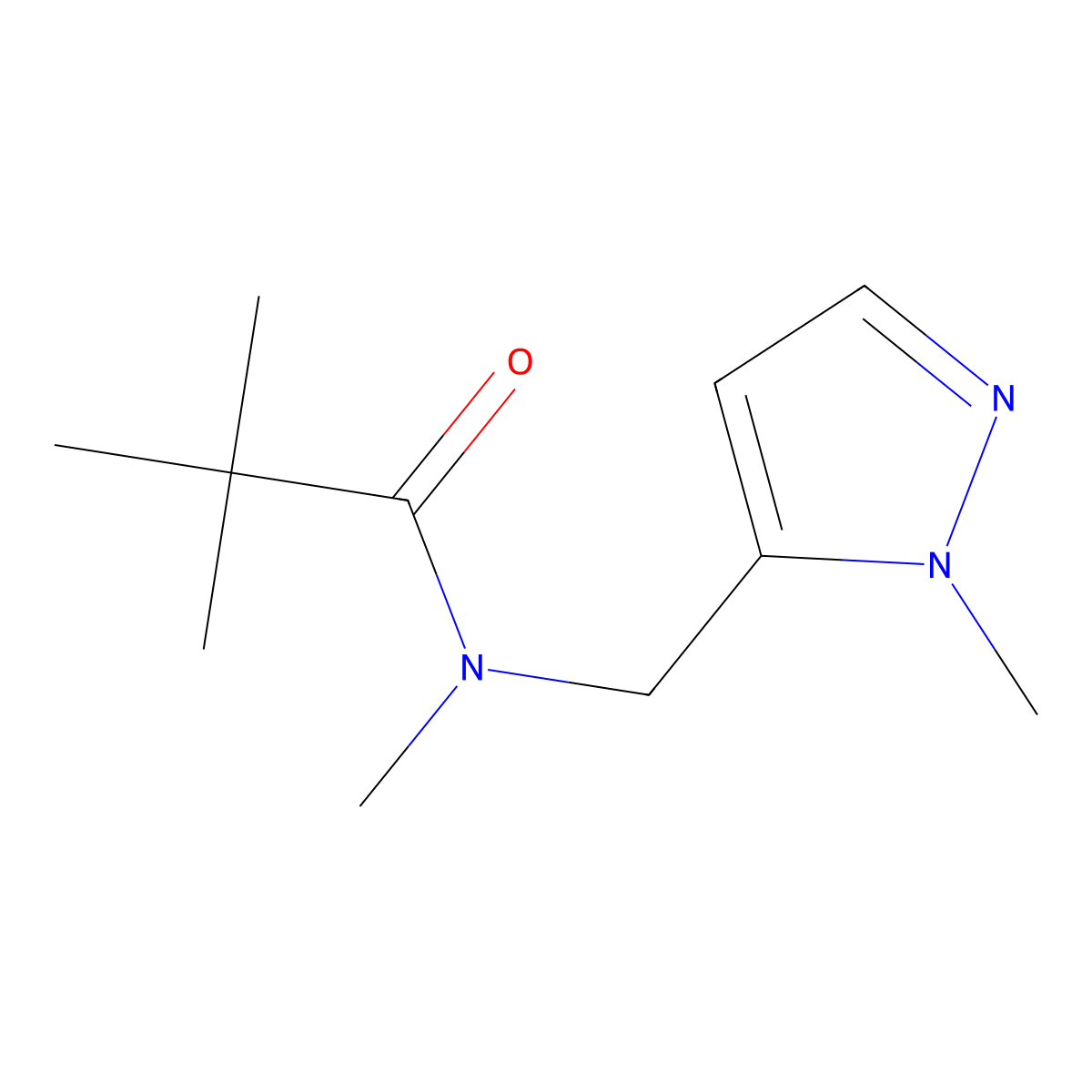 N-methyl-N-((1-methyl-1H-pyrazol-5-yl)methyl)pivalamide molecular structure, CAS 1997695-04-1