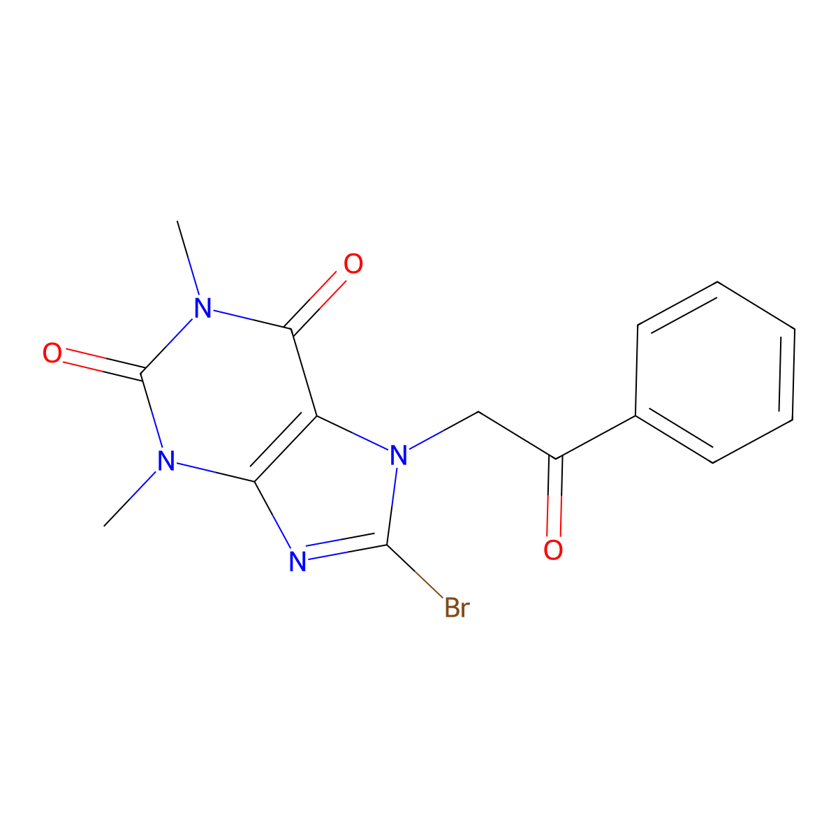 8-bromo-1,3-dimethyl-7-(2-oxo-2-phenylethyl)-2,3,6,7-tetrahydro-1H-purine-2,6-dione molecular structure, CAS 19977-29-8