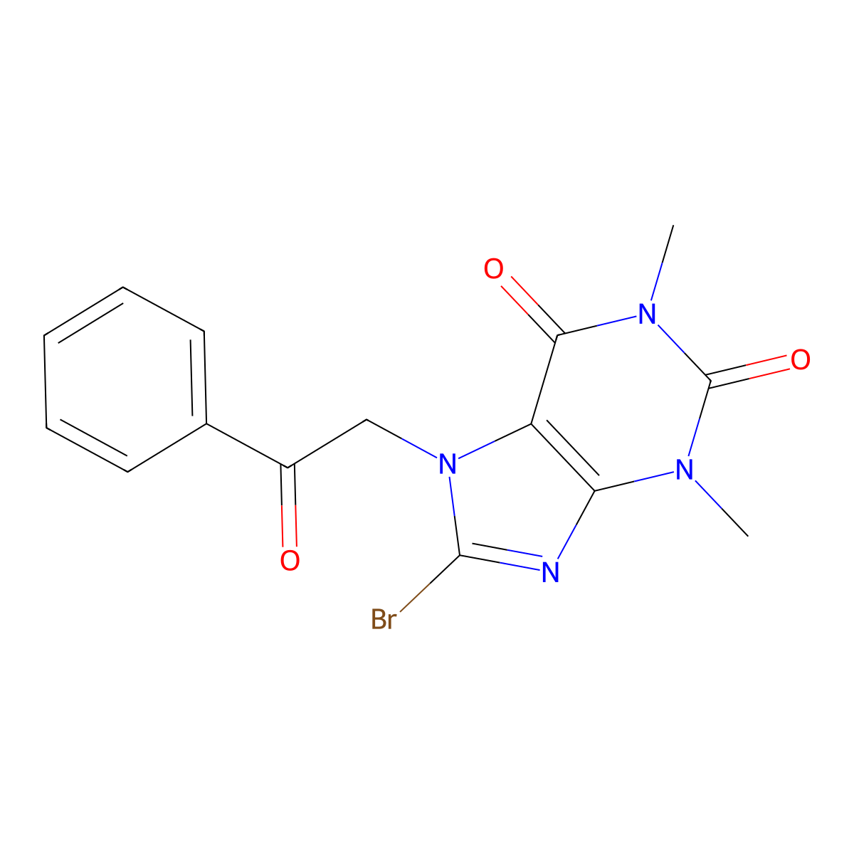 8-bromo-1,3-dimethyl-7-(2-oxo-2-phenylethyl)-2,3,6,7-tetrahydro-1H-purine-2,6-dione molecular structure, CAS 19977-29-8